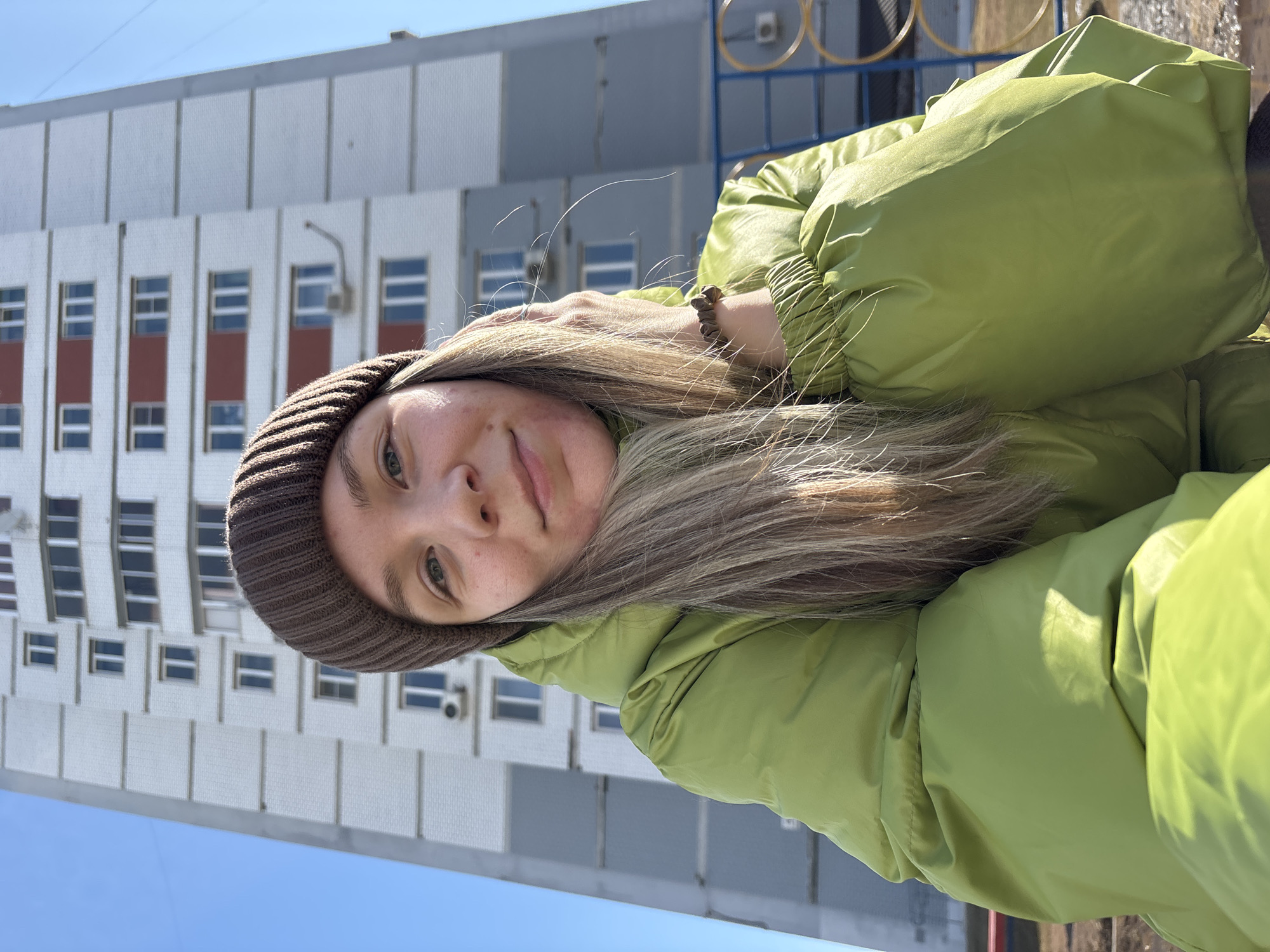 Young woman in winter clothing photographed in Izhevsk