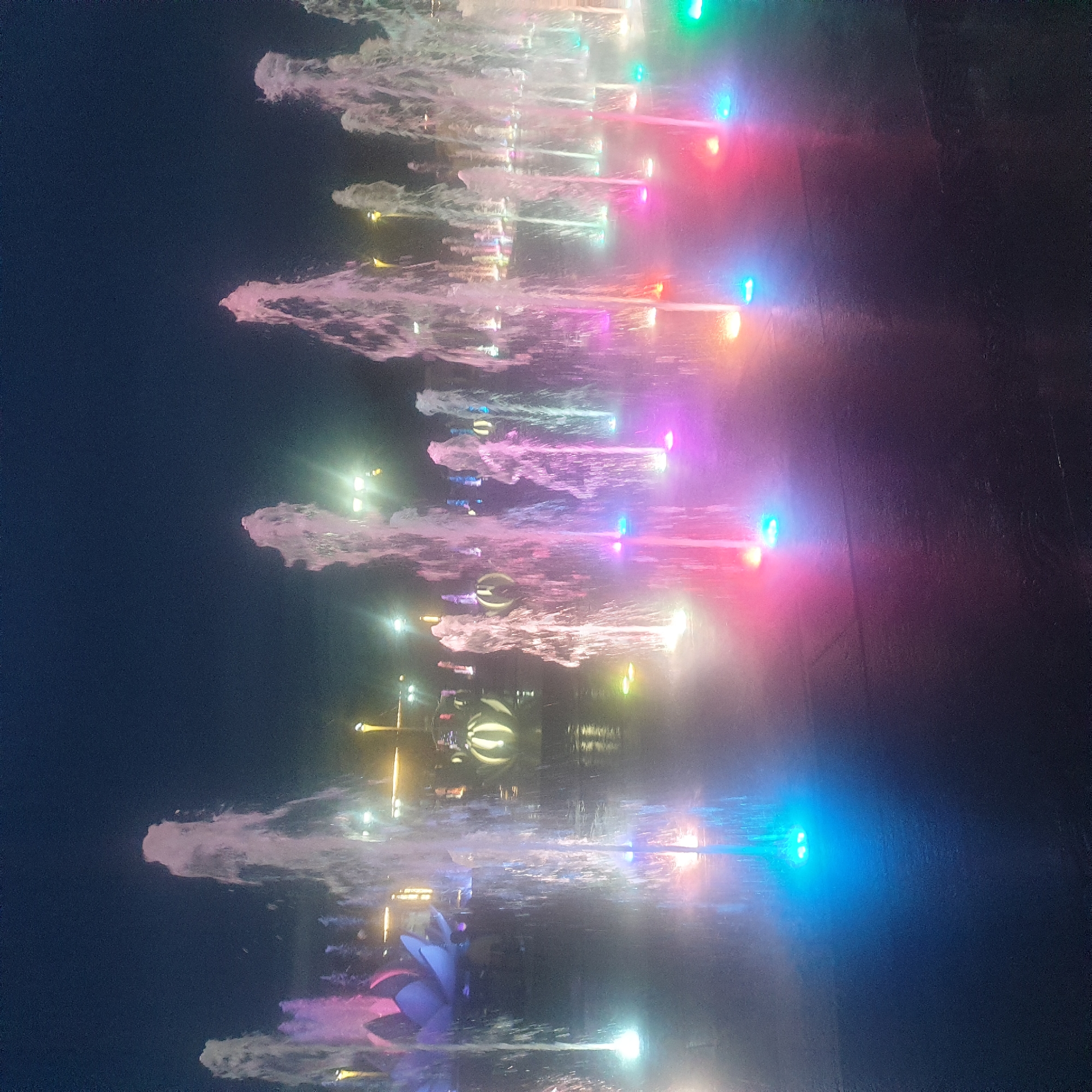 Colorful fountain light show captured in Turkistan, Kazakhstan