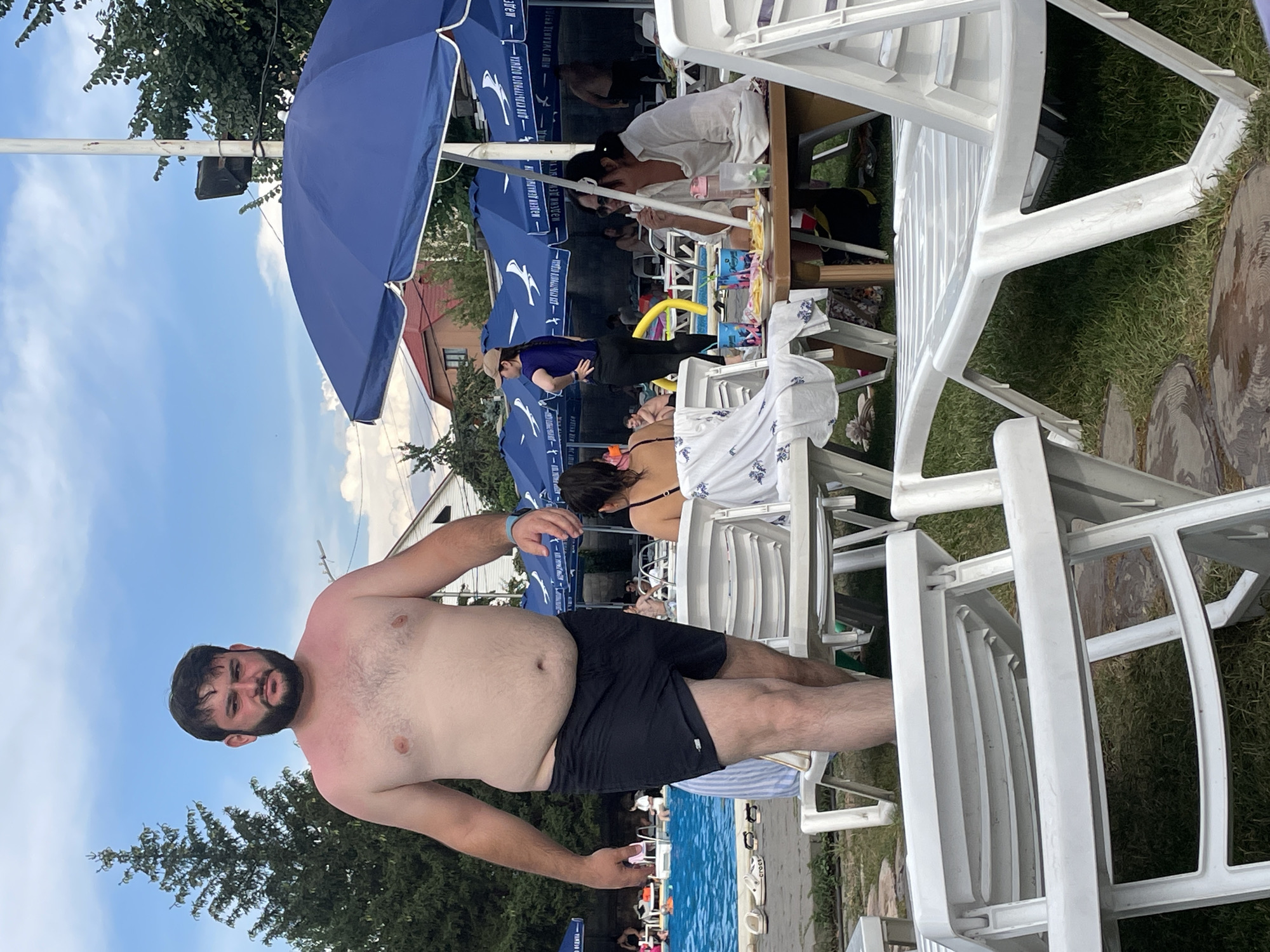 Sunny afternoon at a poolside venue in Almaty