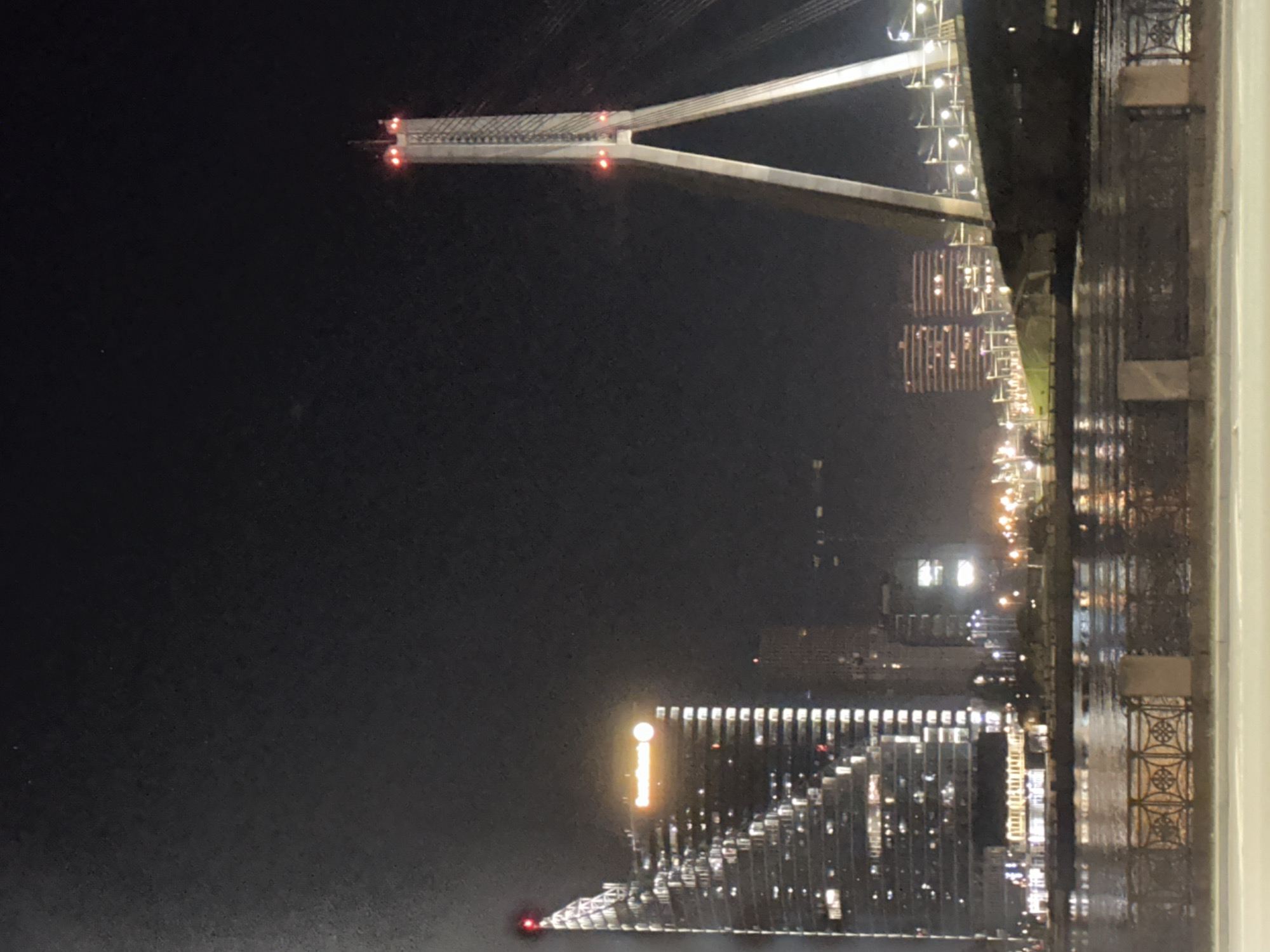 Nighttime observations of Riga cityscape from elevated indoor vantage point