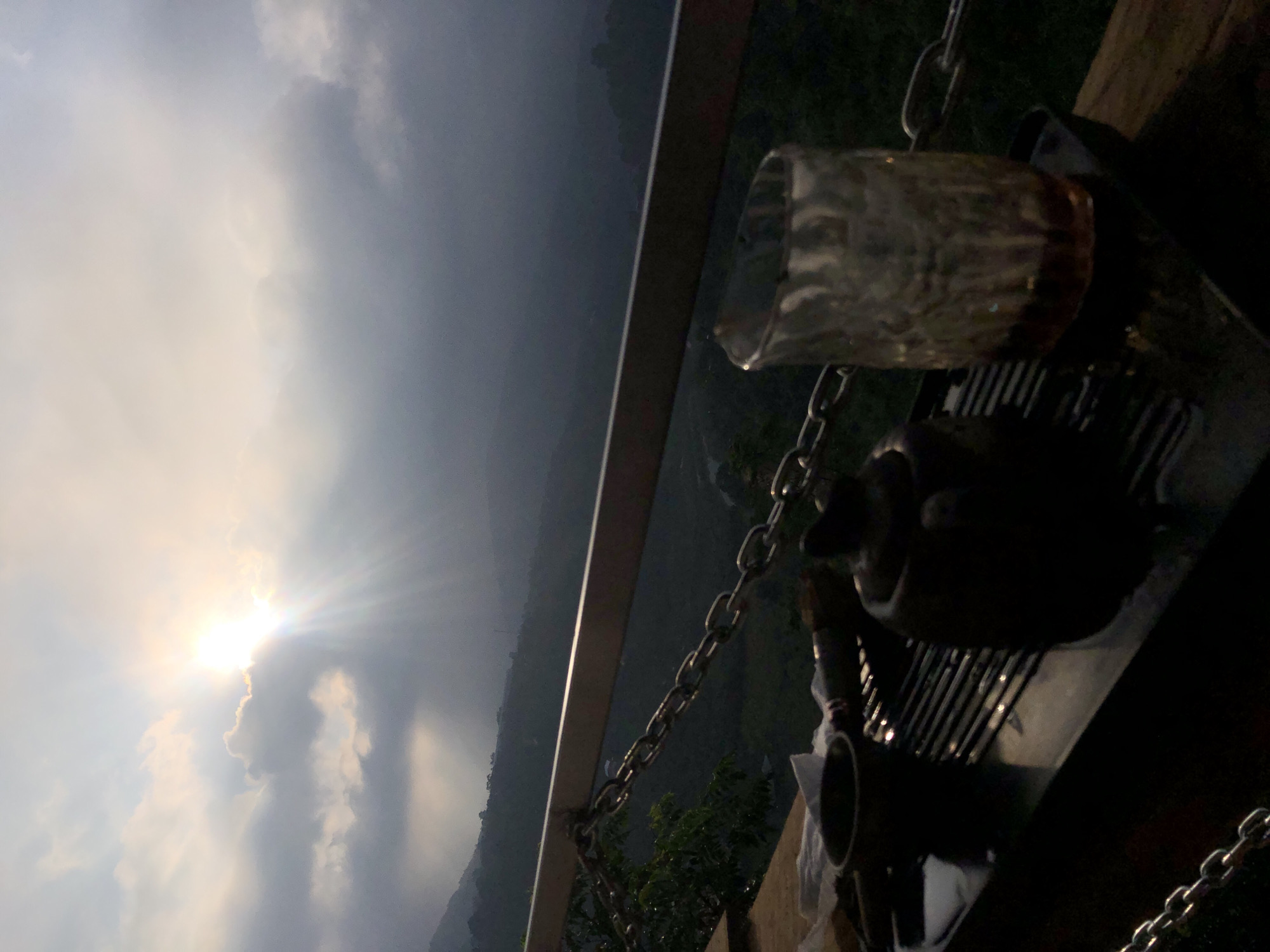 Tea and fading light over misty hills in Thôn 3