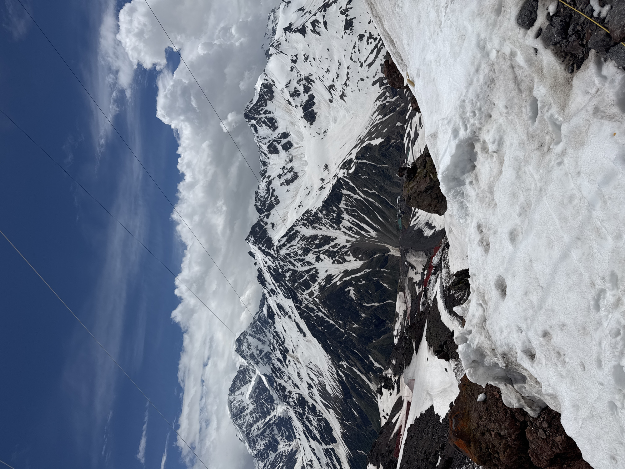 A summer ski day in full swing at Terskol, Caucasus