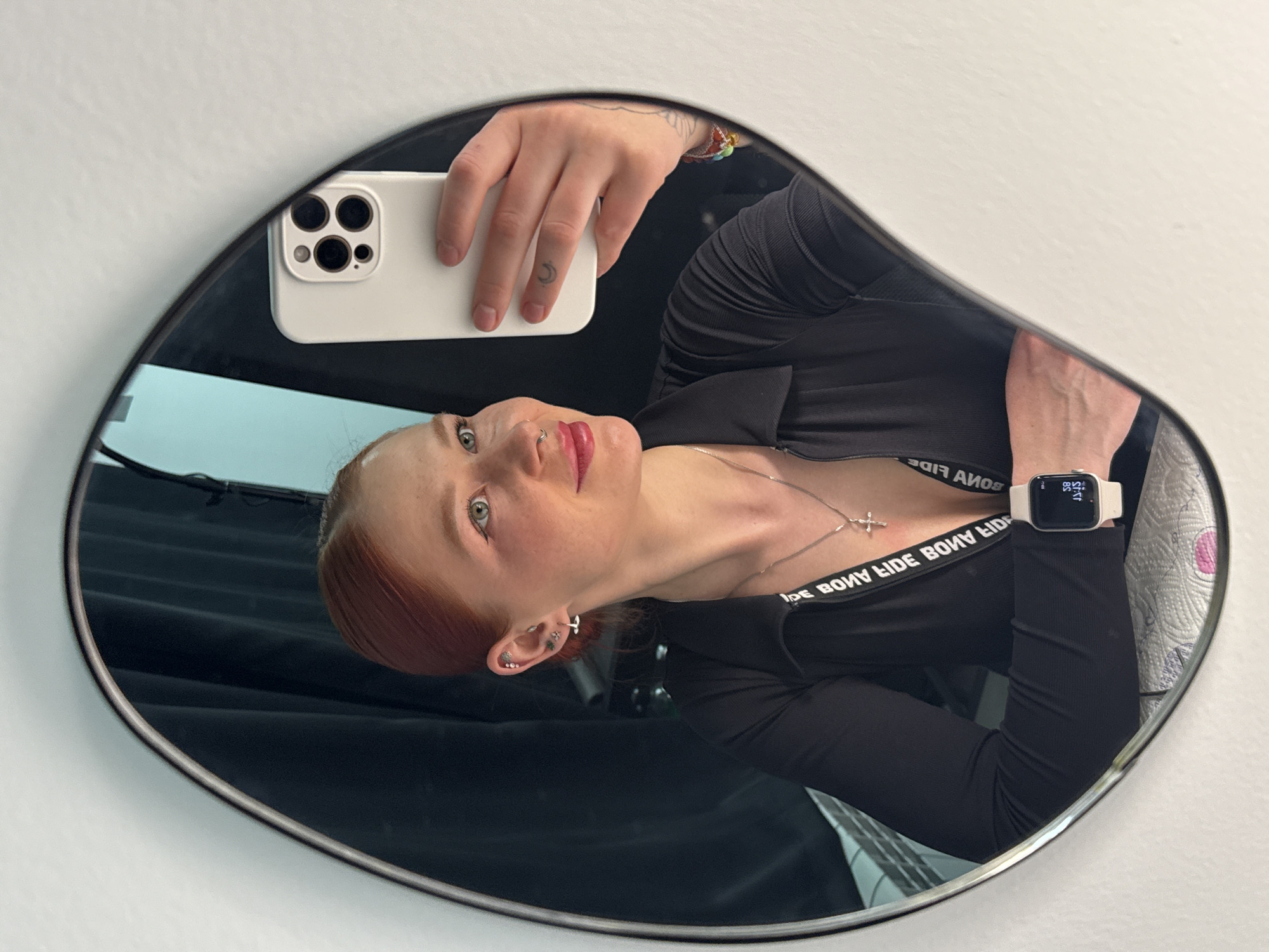 Woman takes mirror selfies in Rostov-on-Don