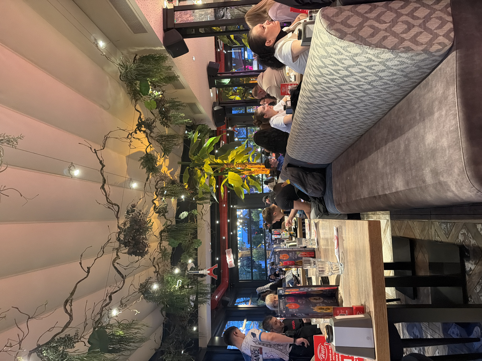 Diners gather for meals at Plovdiv restaurant