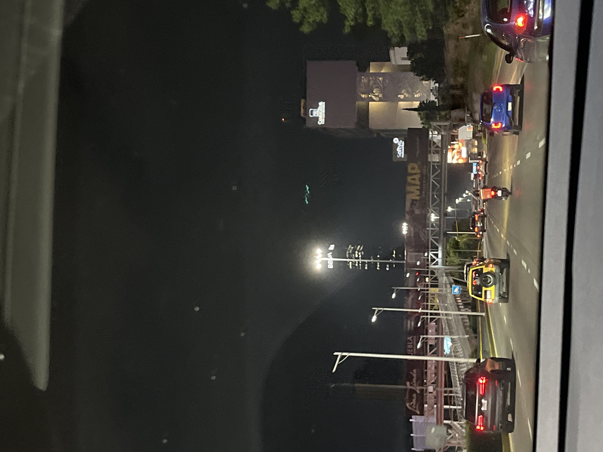 Nighttime drive captured on highway in Tlaxcalancingo, Mexico