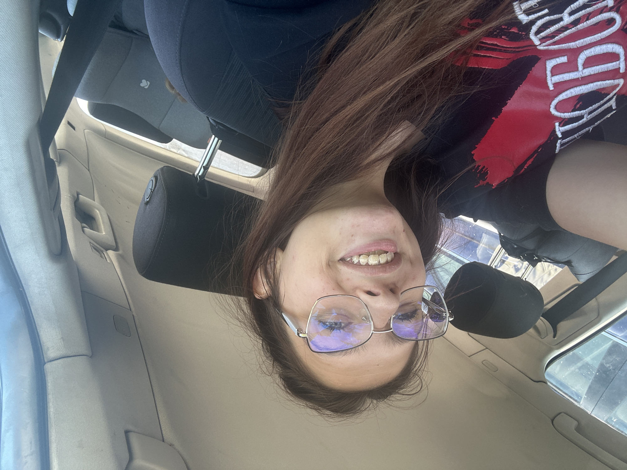 Selfies in a parked car in Tryavna, Bulgaria