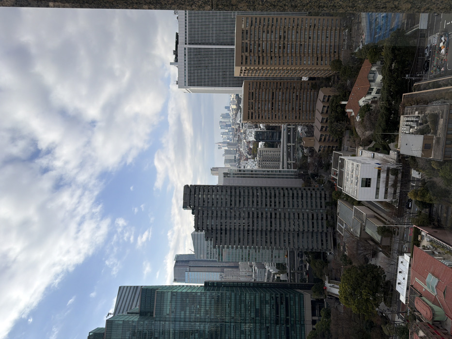 Morning cityscape and diplomatic flags observed in Tokyo's Minato