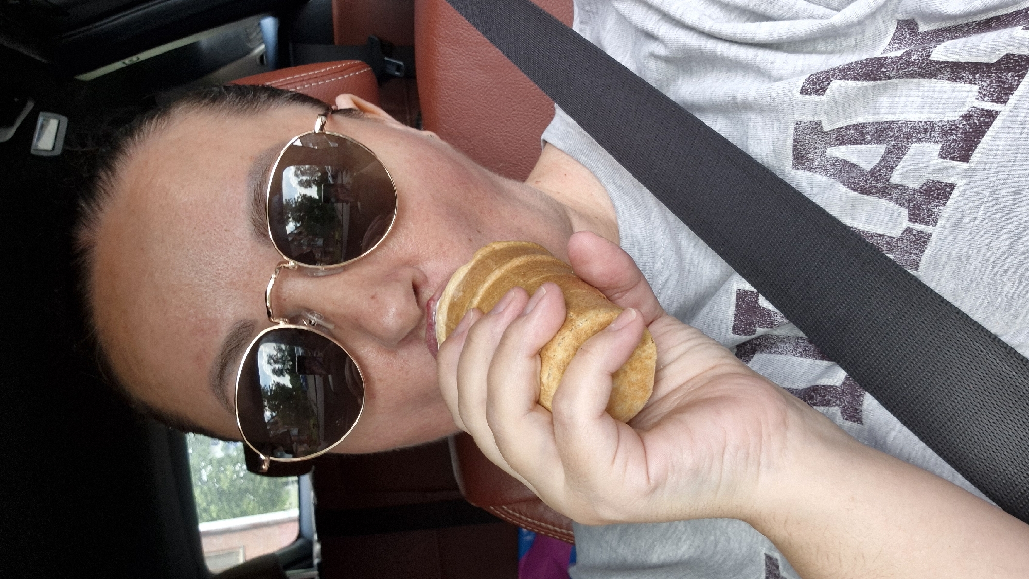 Enjoying conical pastry in Kemerovo selfie