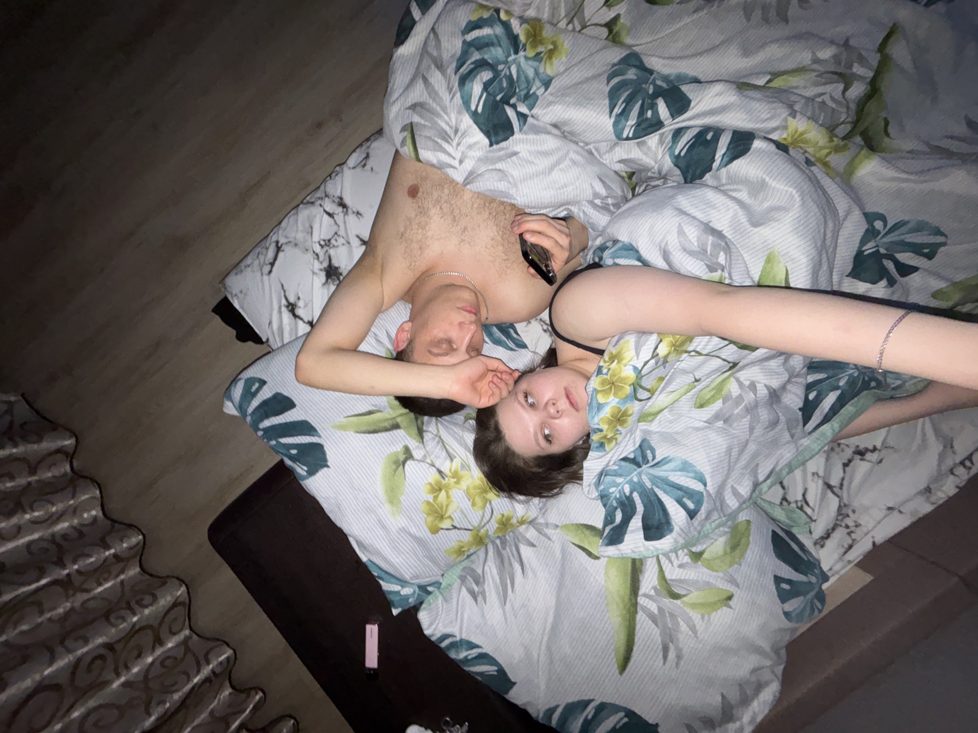 Couple takes selfies in bed in Chaikovsky, Russia