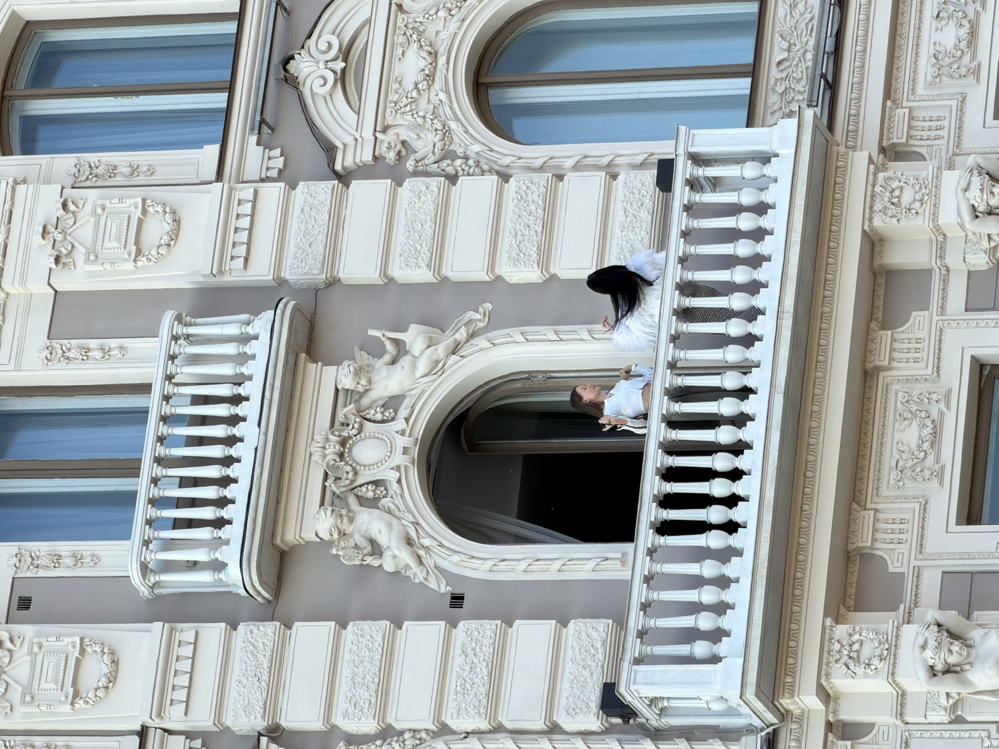 Street life captured around ornate Saint Petersburg buildings