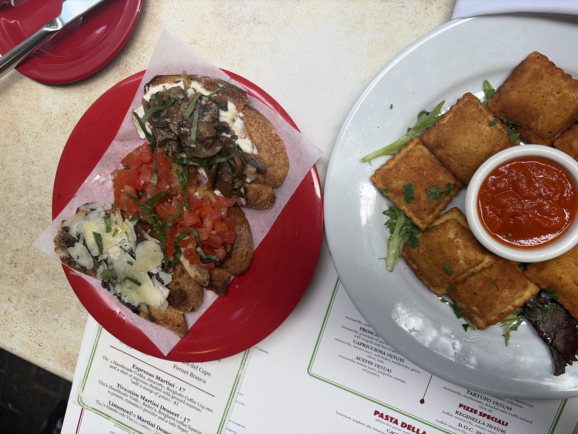 Evening dining experience documented at Austin Italian restaurant