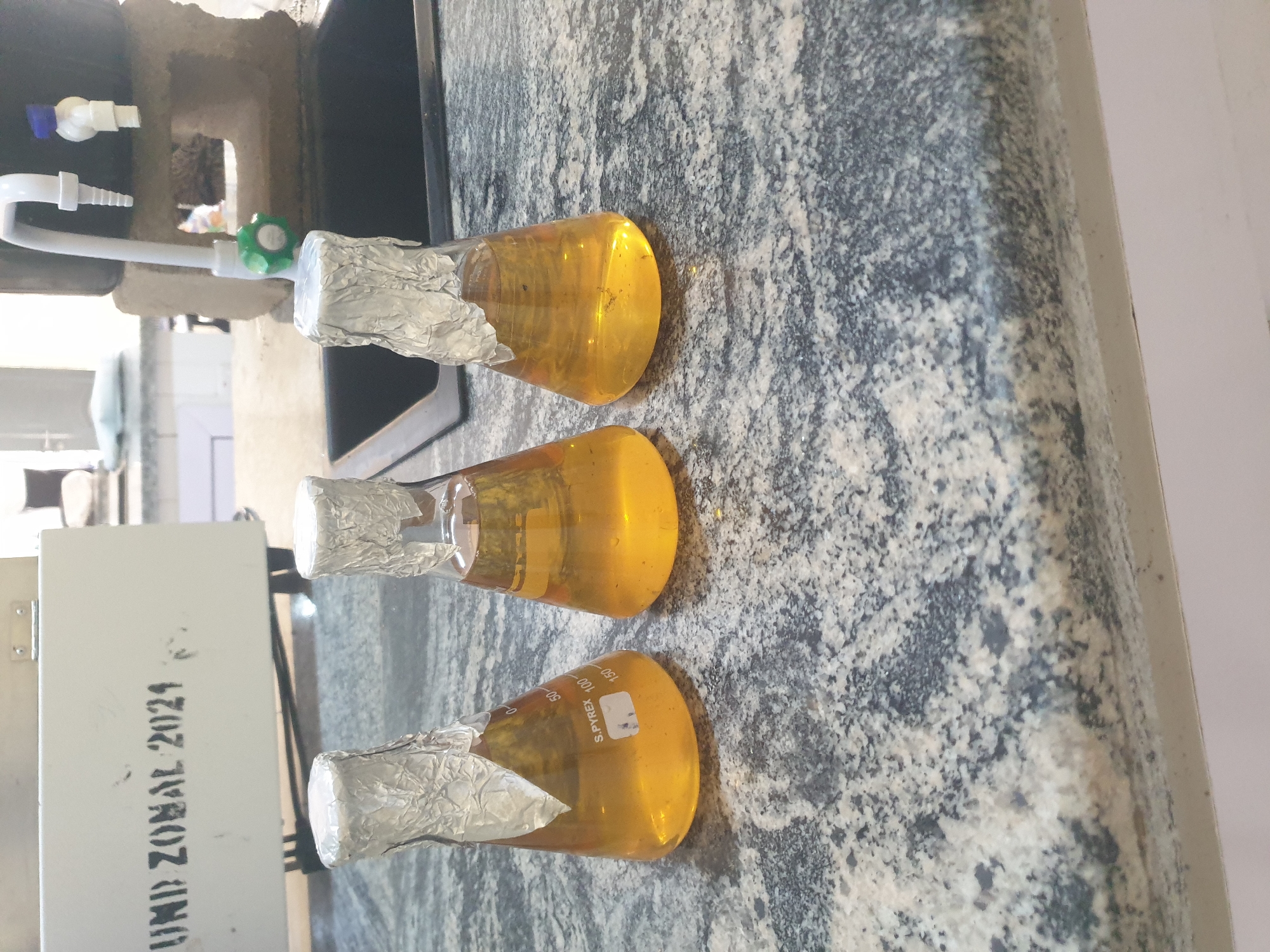 Laboratory work session documented with students conducting chemistry experiments