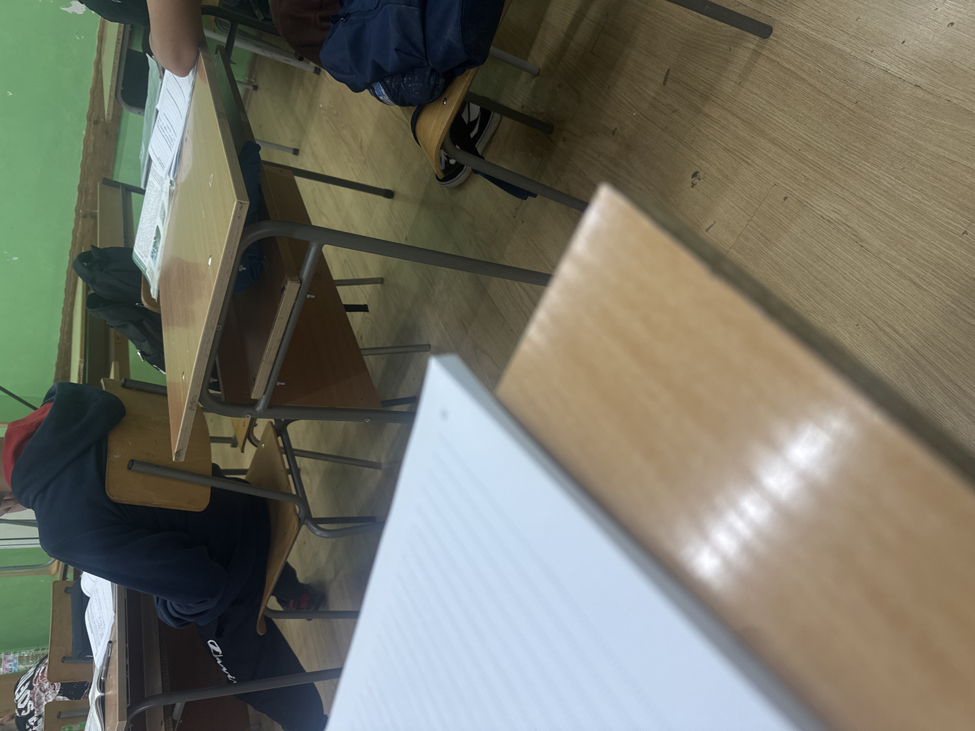 Classroom scene captured in Montana, Bulgaria shows arranged desks