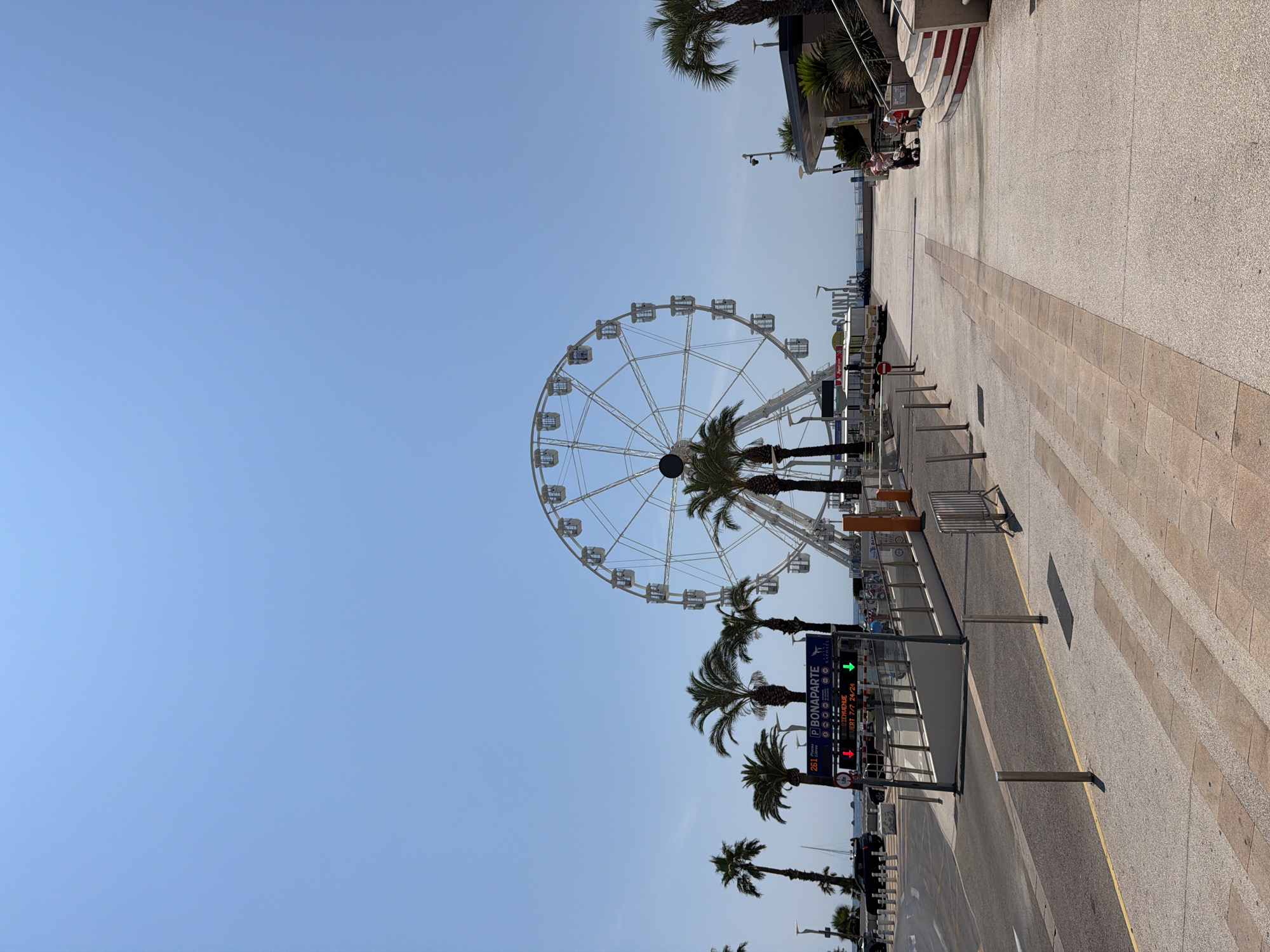 Ferris wheel among palm trees in Fréjus, France