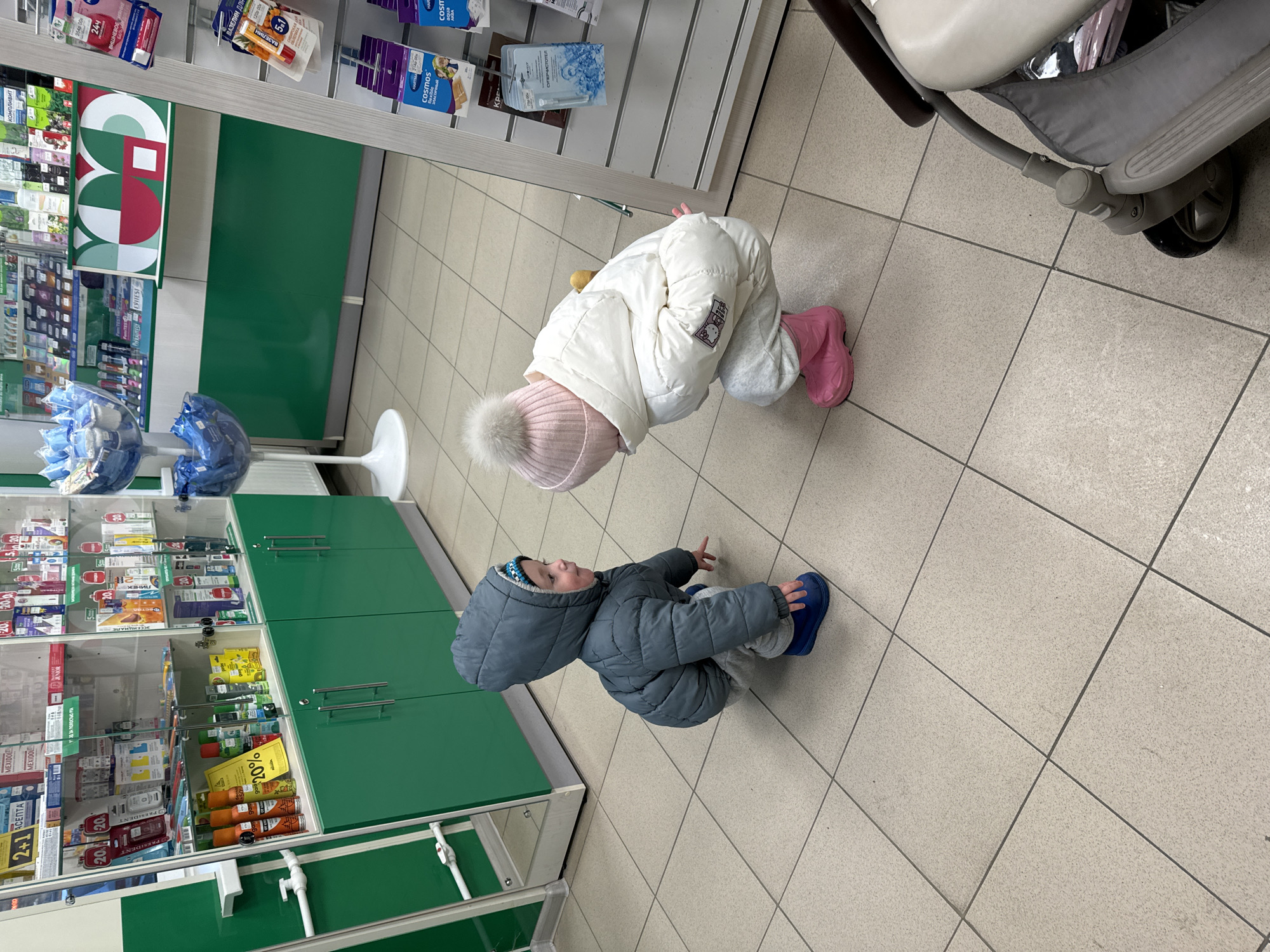 Family visits pharmacy in Odintsovo, Russia