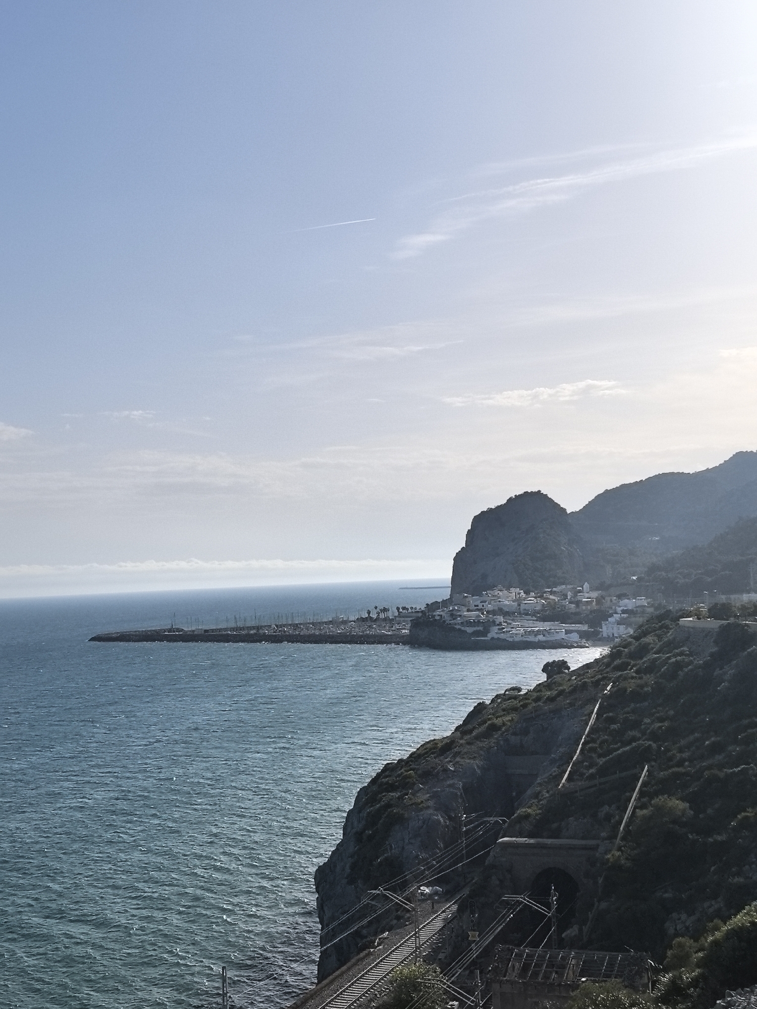 Scenic coastal vista documented near Sitges marina under clear skies