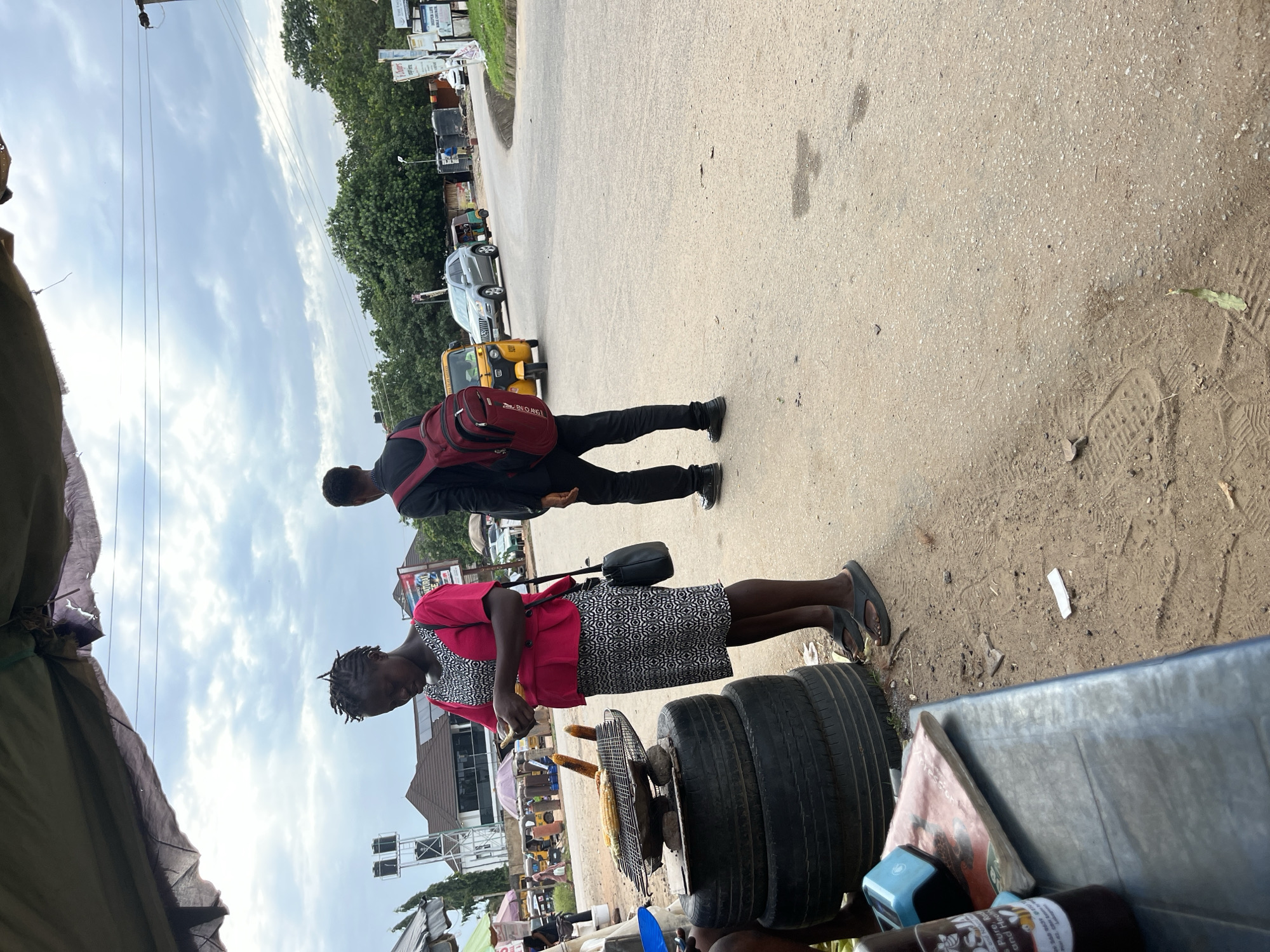 Afternoon street market activity in Abuja, Nigeria