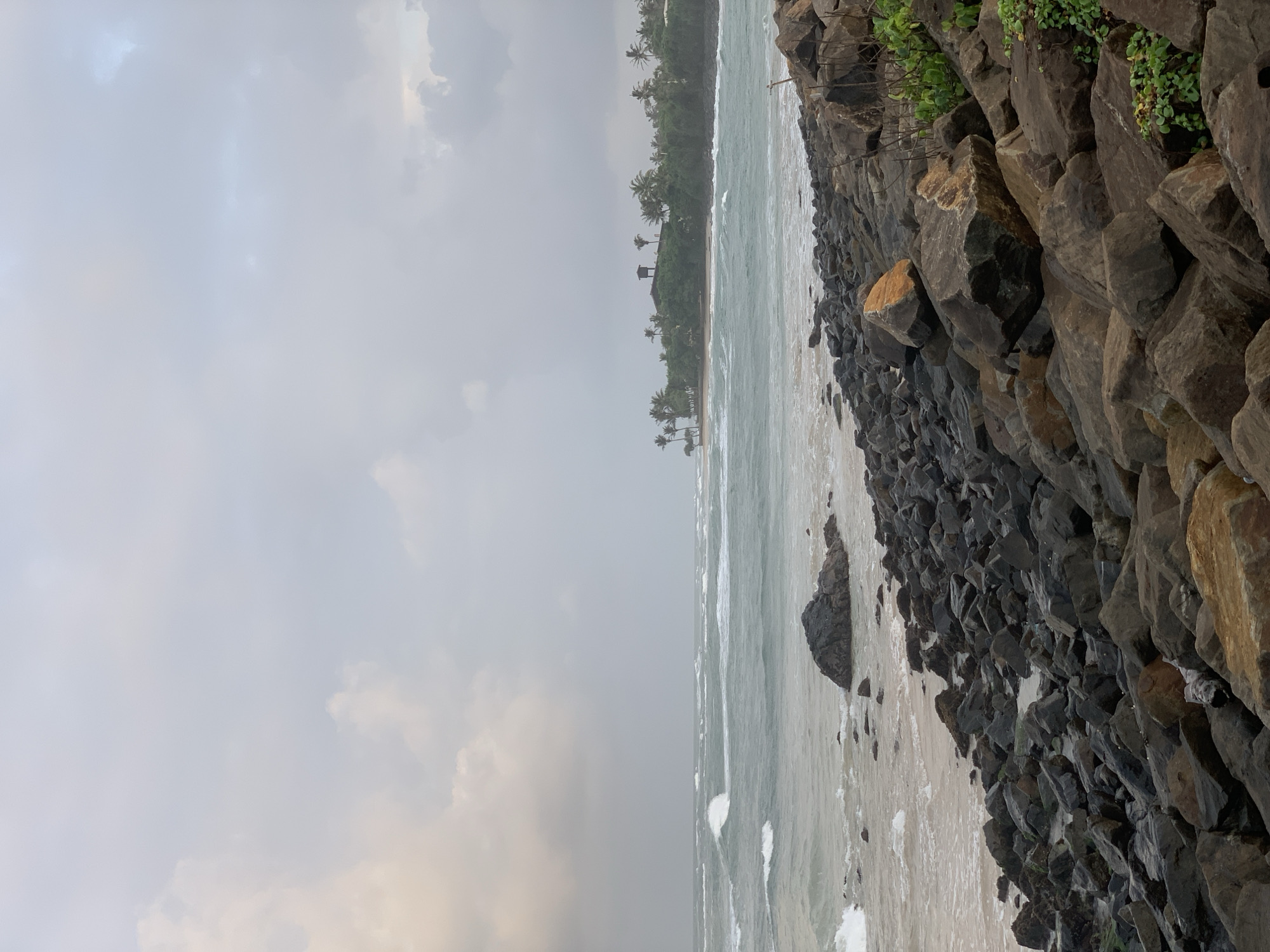 Overcast morning on a rocky Sri Lankan shoreline