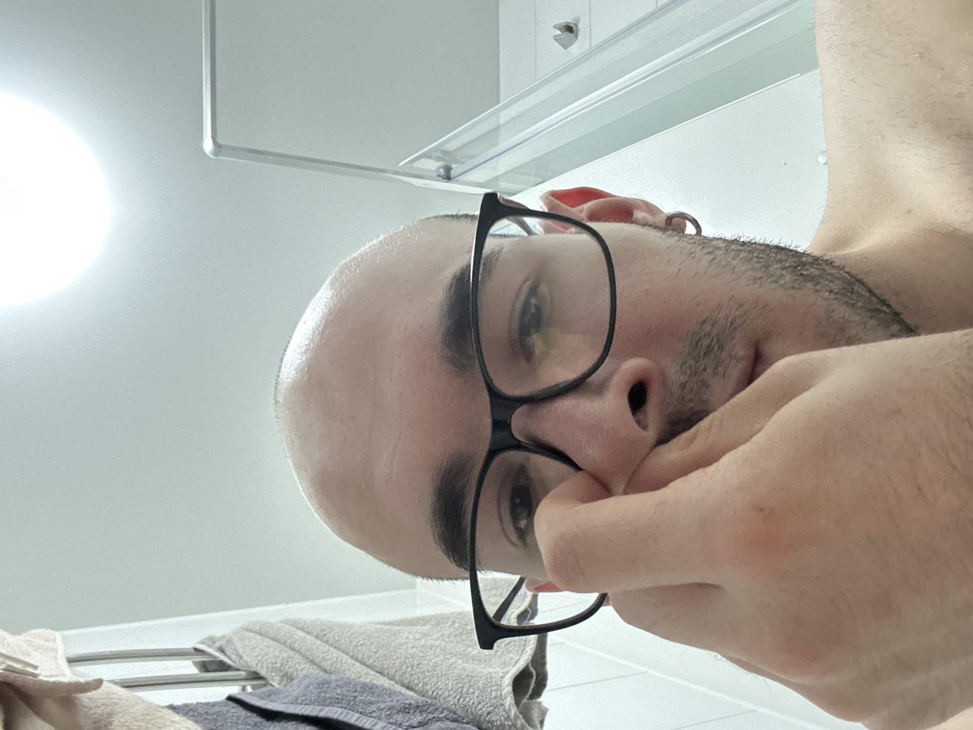 Man takes bathroom selfie in Lyubertsy, Russia