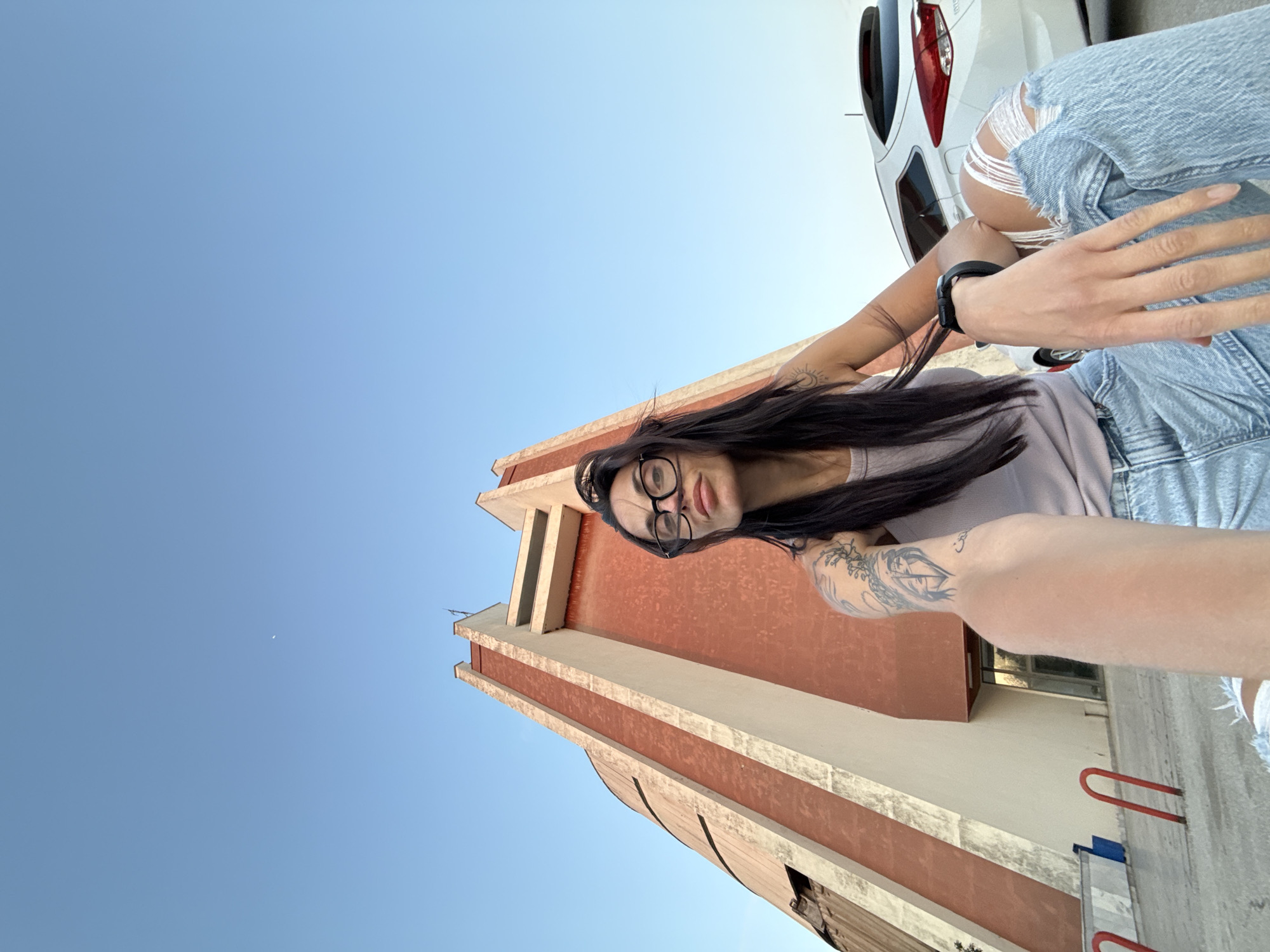 Woman photographs herself around Pleven during golden hour