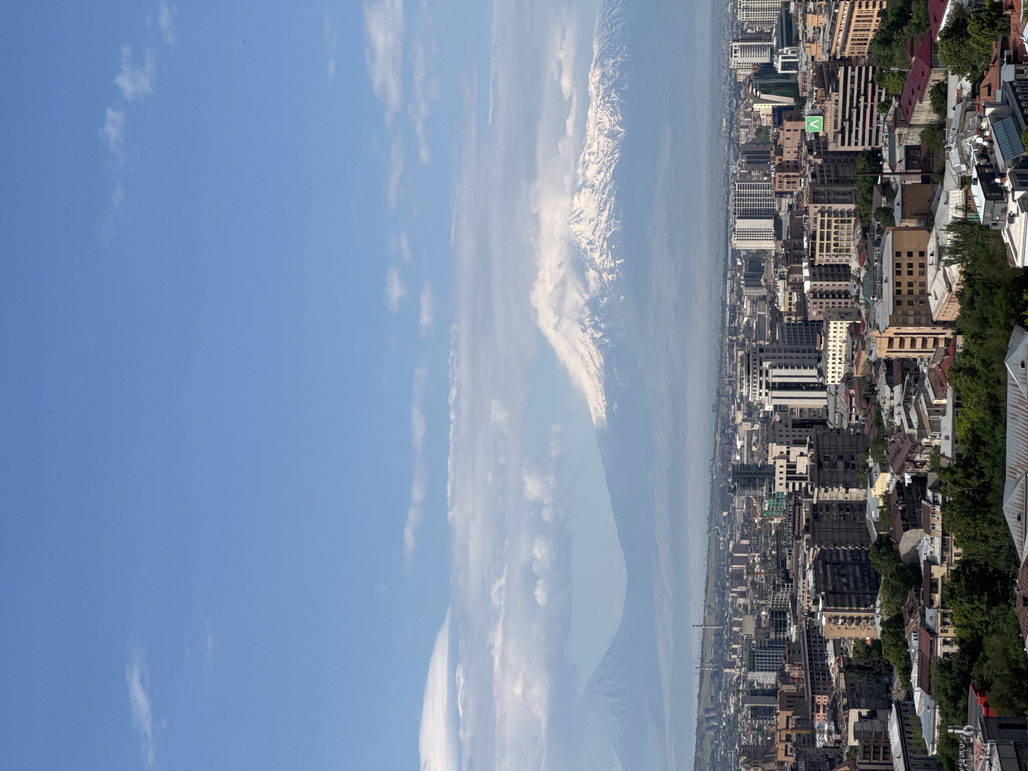 Dawn panoramic views captured of Yerevan cityscape from elevated viewpoint
