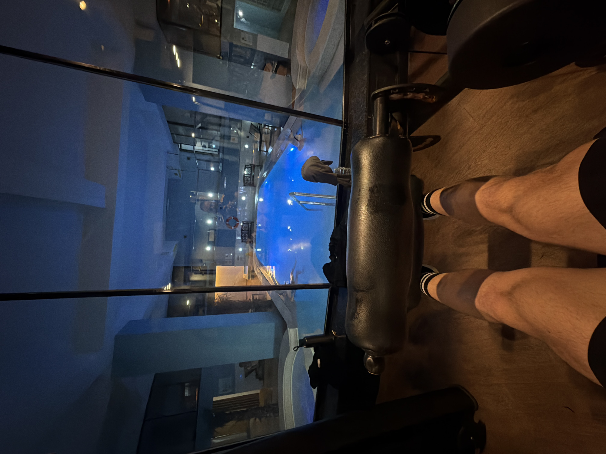 Person exercises at high-rise gym in Sliema, Malta