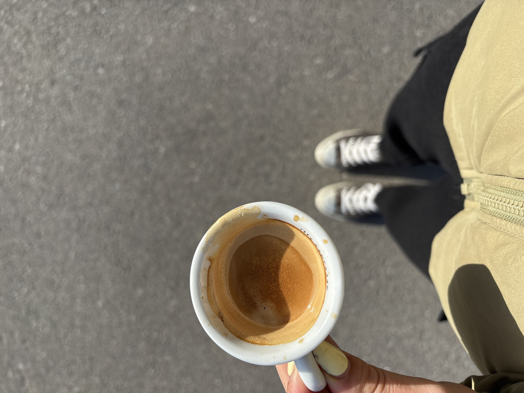 Morning espresso moment captured in Kazanlak, Bulgaria