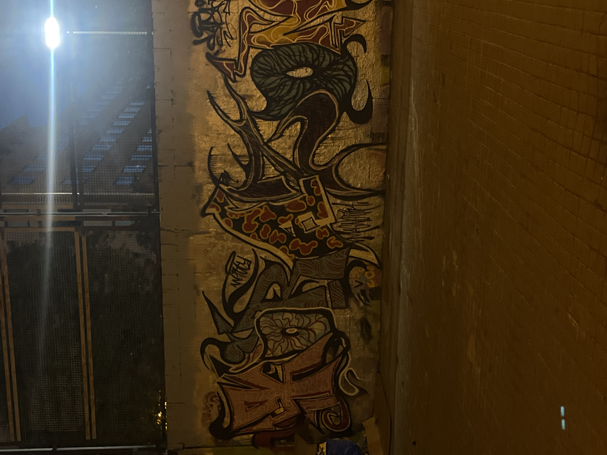 Evening street art documentation captured across Barcelona neighborhood