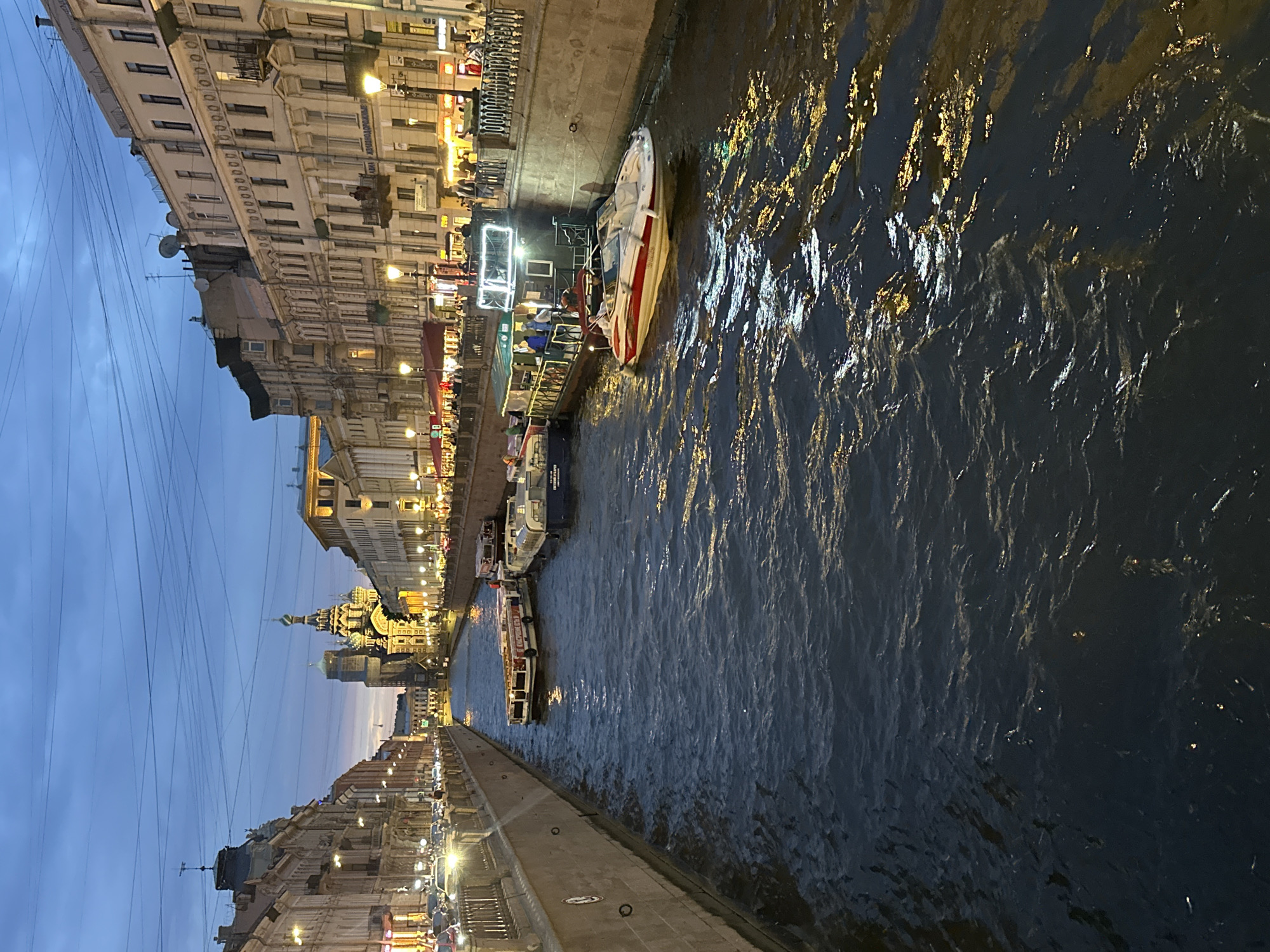 Griboyedov Canal at dusk, Church of the Savior on Spilled Blood backdrop