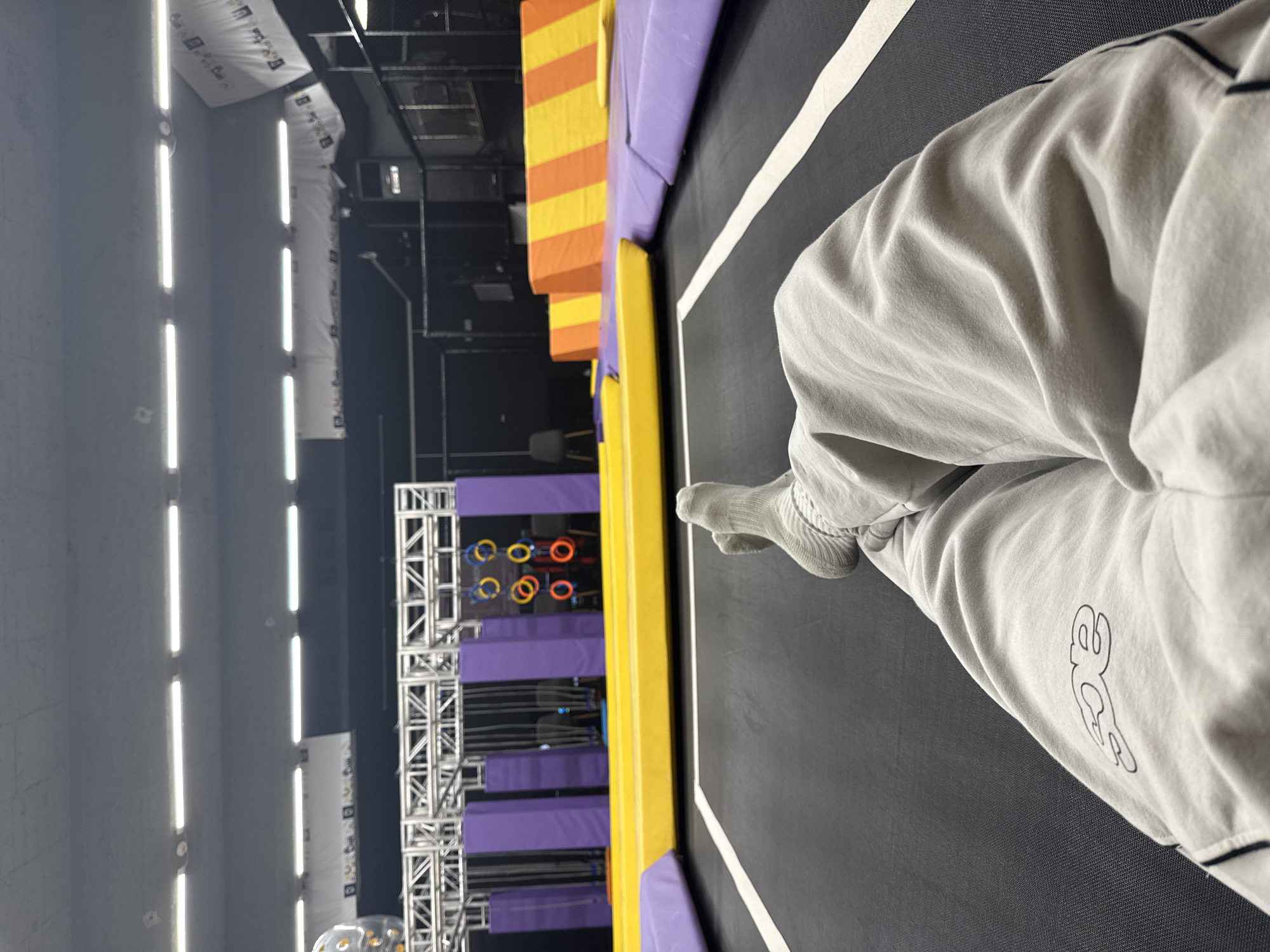 Person sits on trampoline in Shumen, Bulgaria