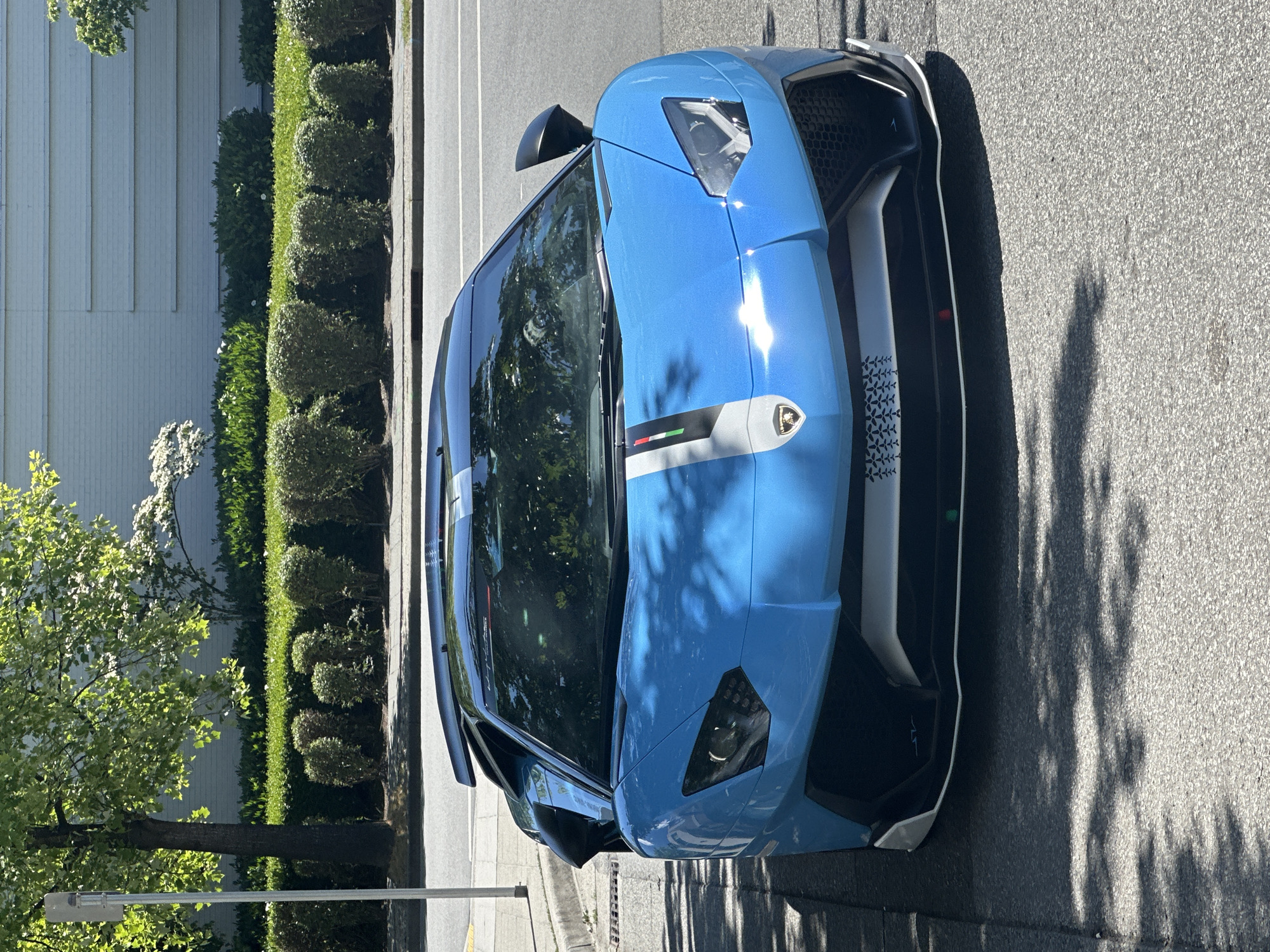 Blue Lamborghini Aventador parked on a Coquitlam street
