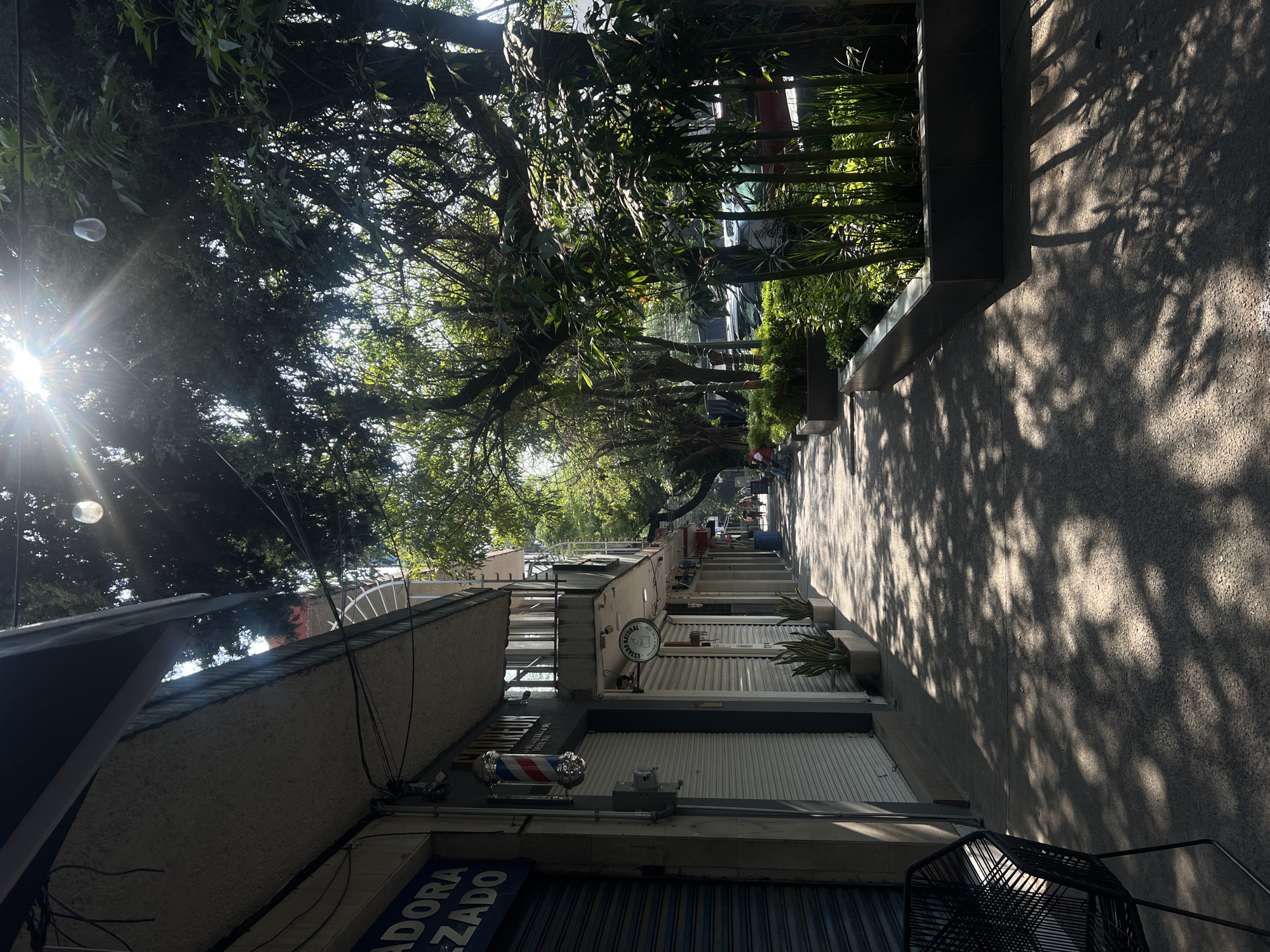 Quiet afternoon on shuttered commercial street in Mexico City