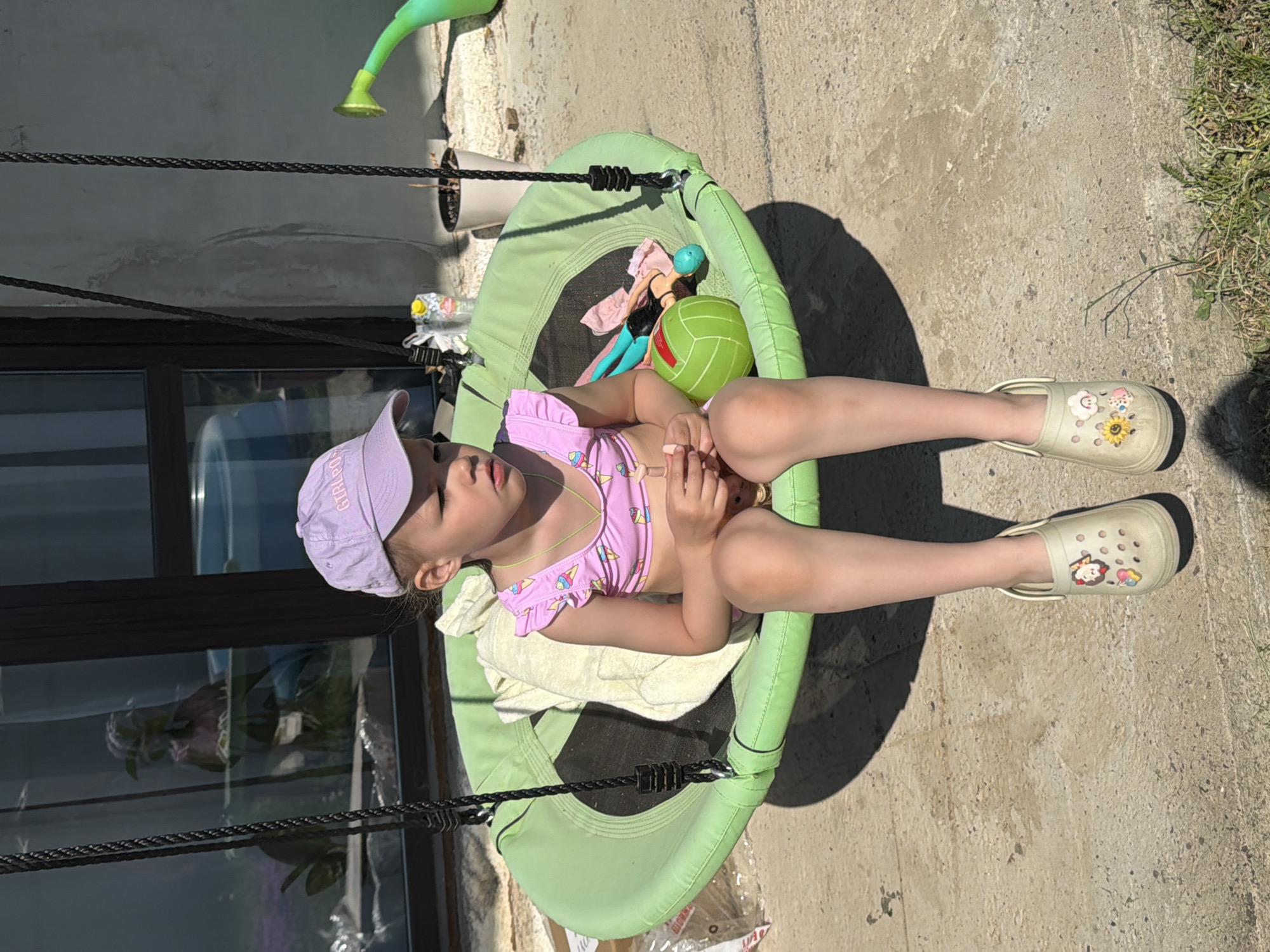 Family enjoys early morning pool time in Chaikovsky, Russia