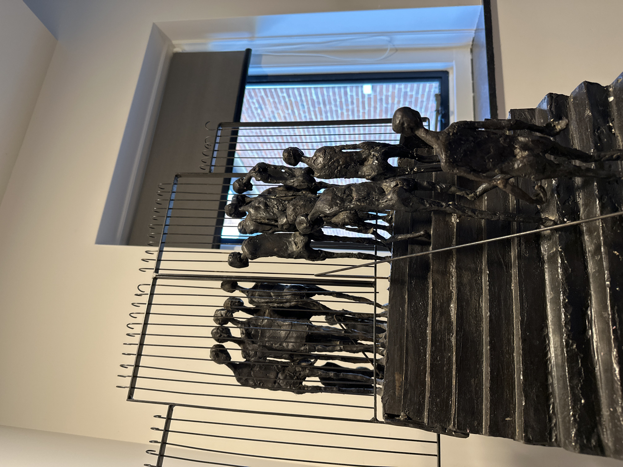 Dark abstract sculpture spotted in Amersfoort indoor space