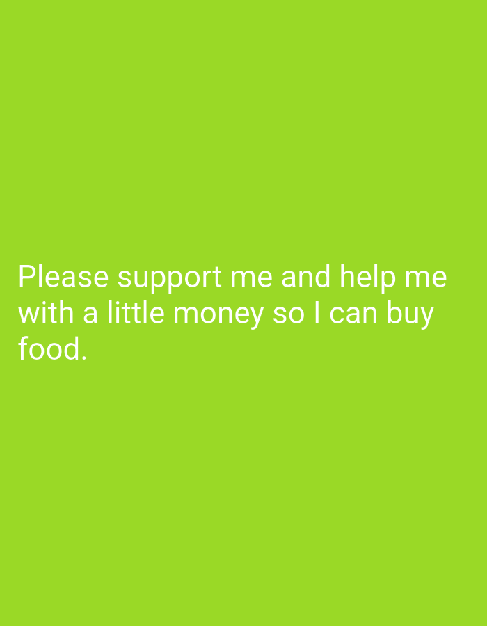 Individual displays food assistance request message