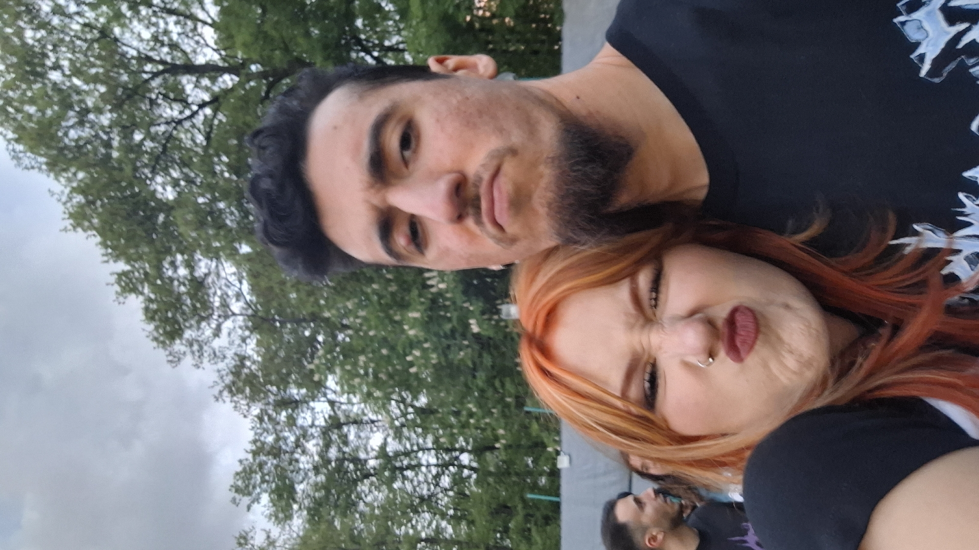 Couple takes selfie in Sofia, Bulgaria