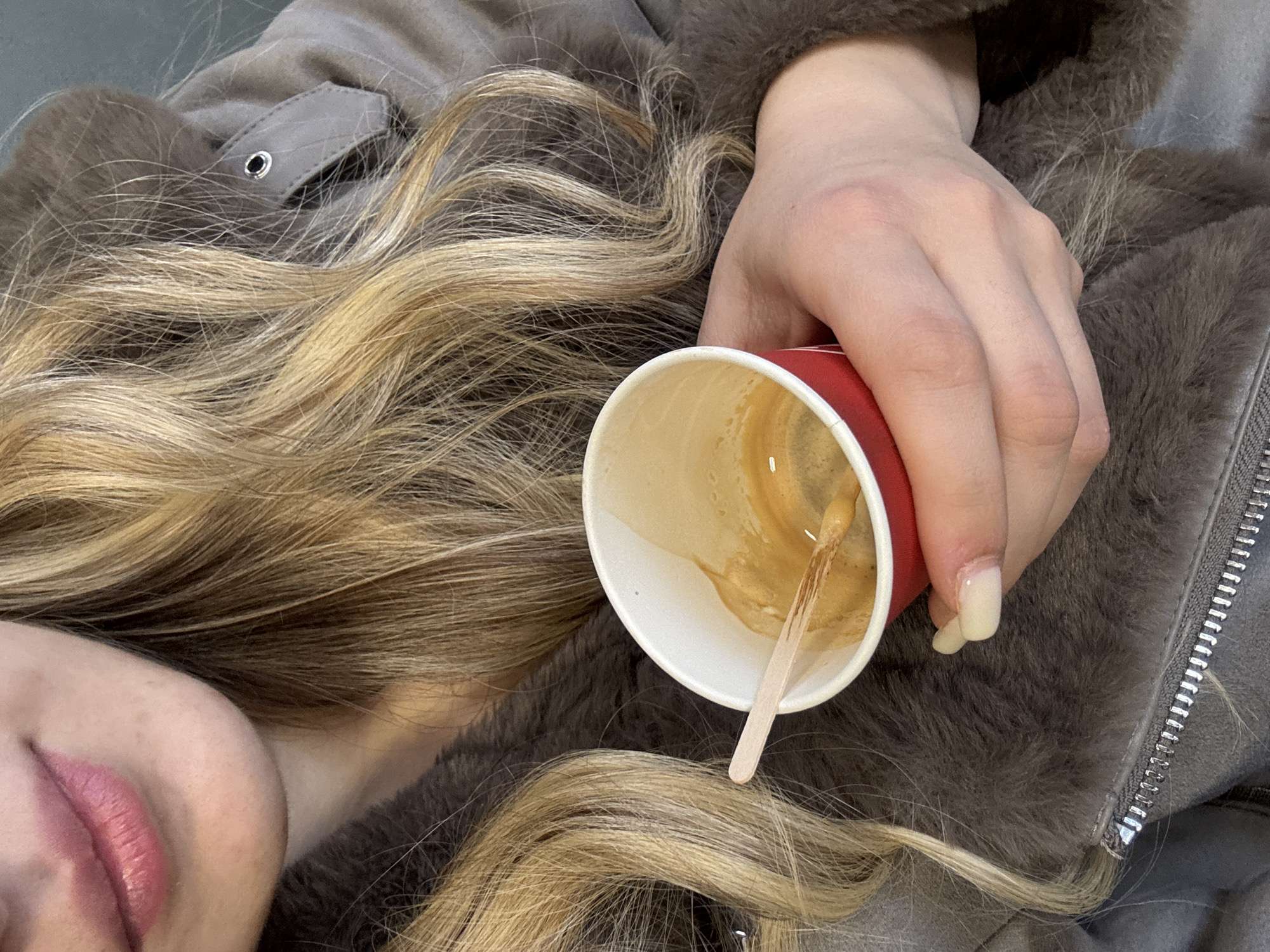 Morning coffee break captured in Yambol office setting