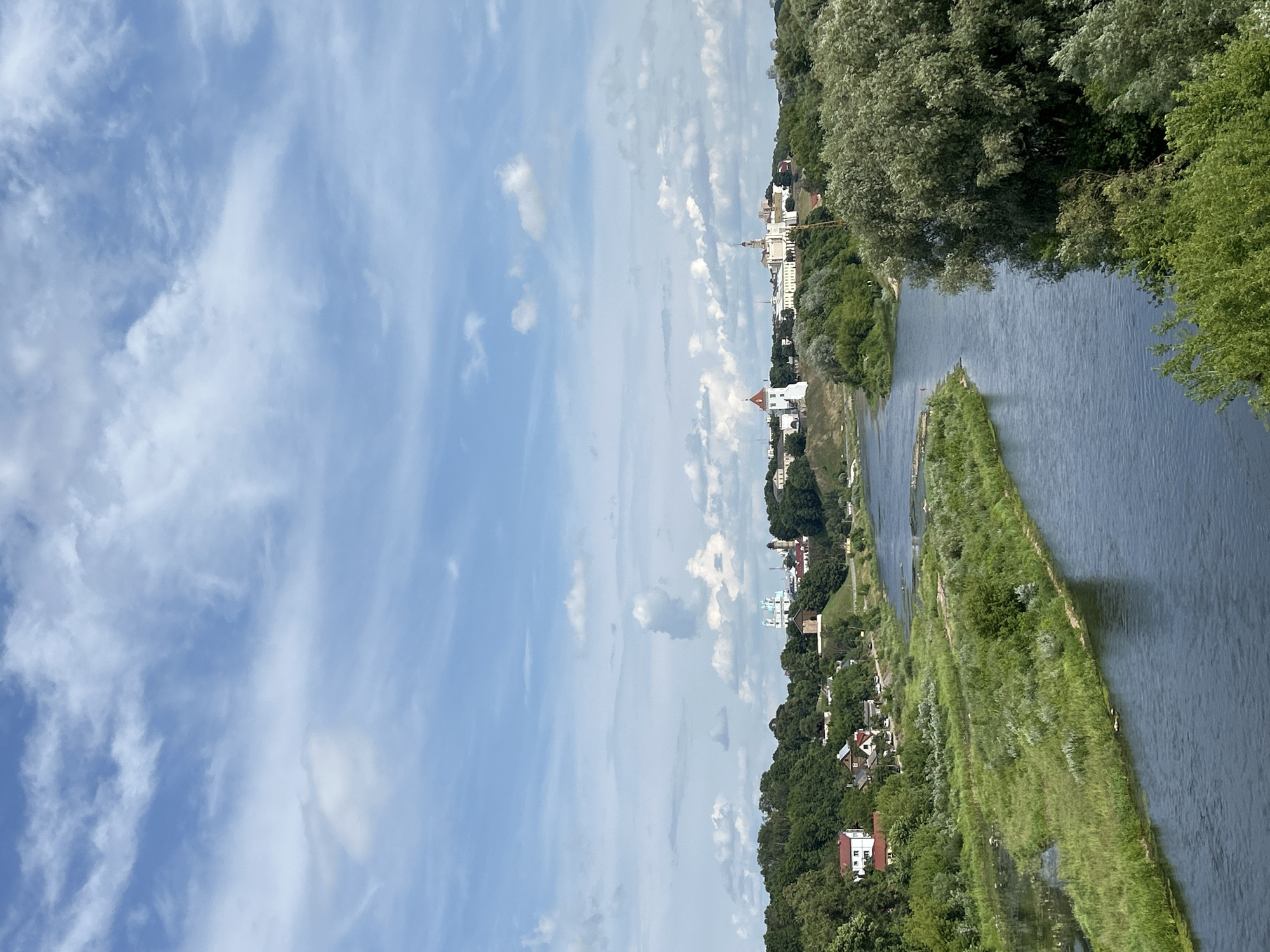 Hrodna's riverside castle district on a summer afternoon