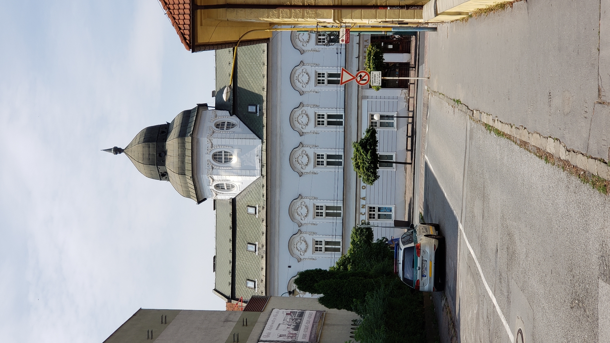 Morning snapshot of Prešov's old town streets and landmarks