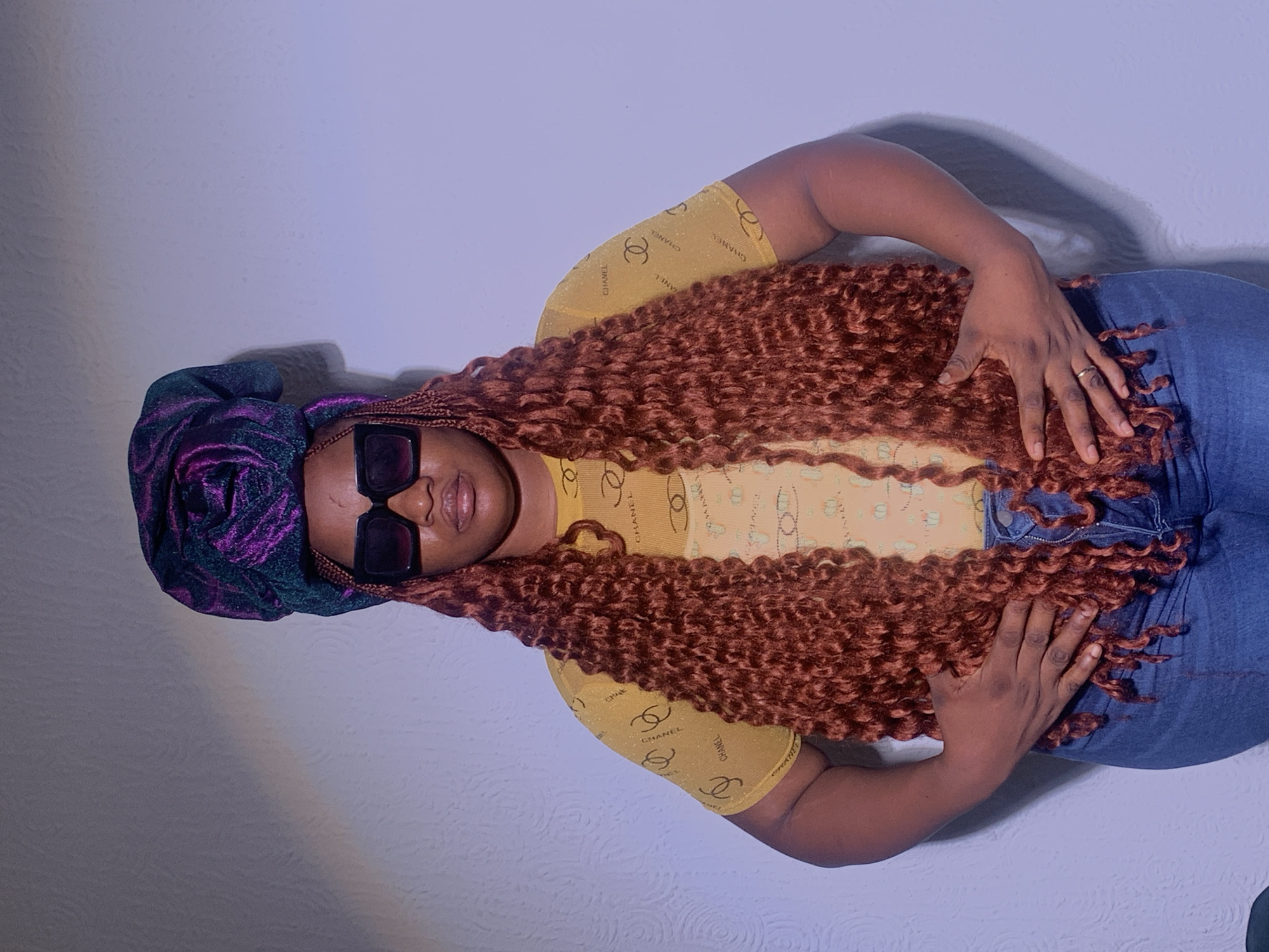 Woman in designer wear photographed in Nigeria