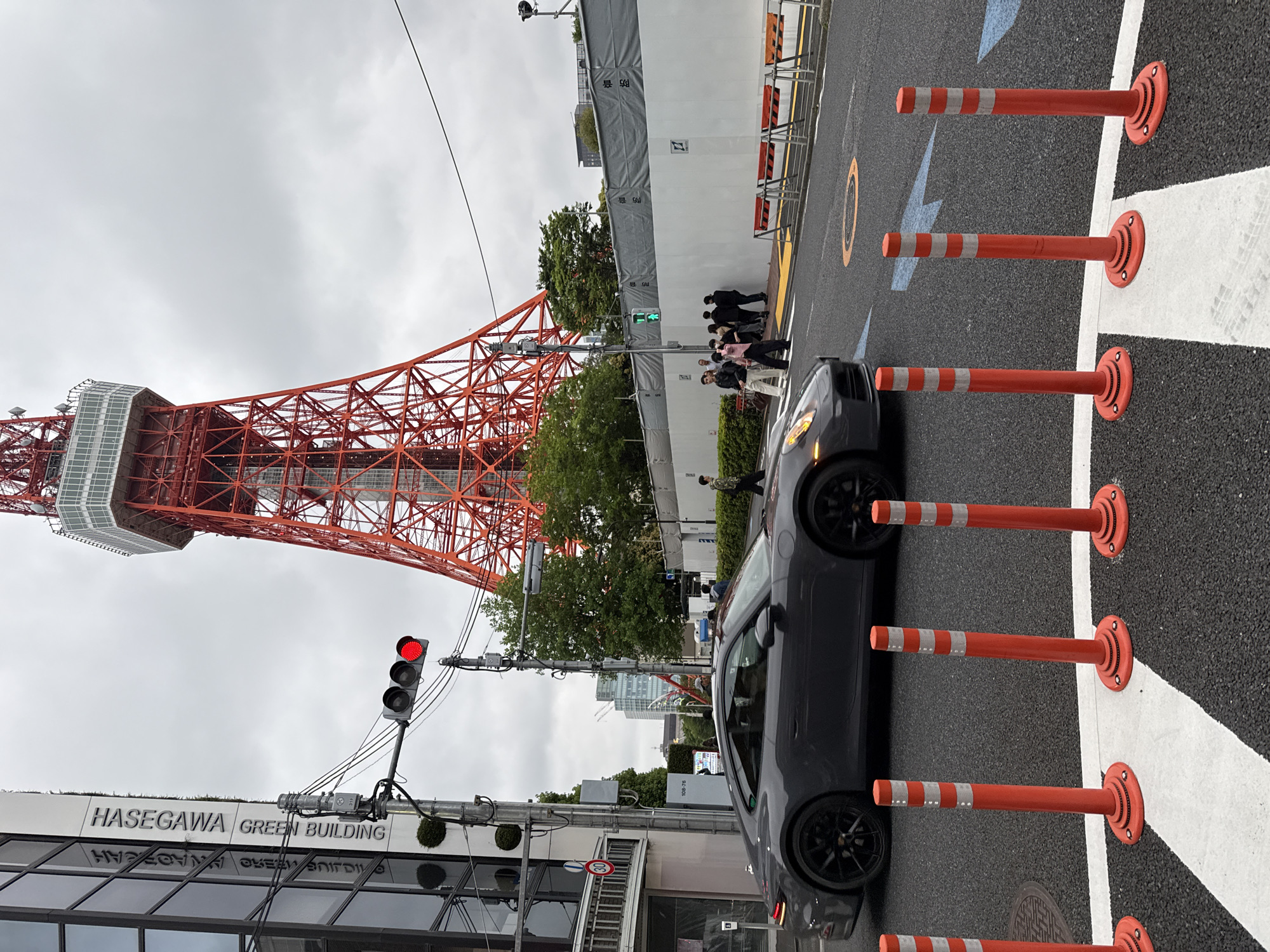 Tokyo Tower photographed under overcast skies in Minato