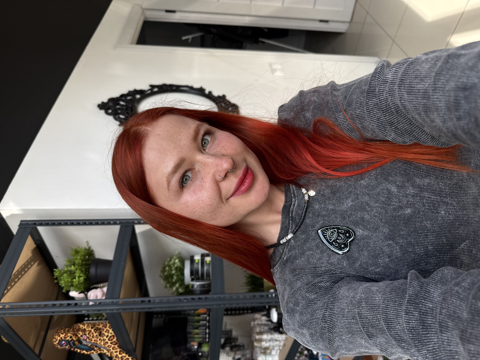 Woman takes selfies in Rostov-on-Don apartment