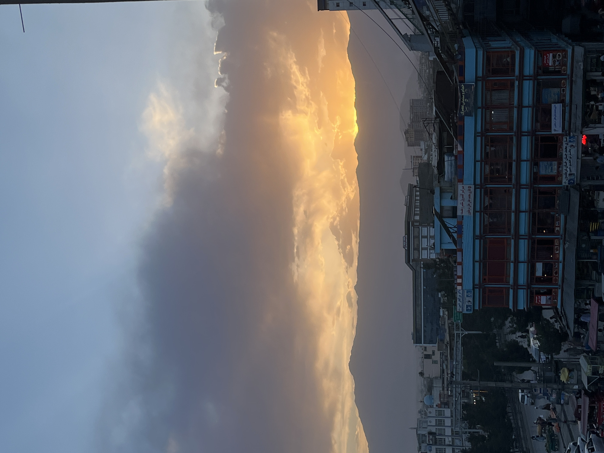 Kabul streets and skyline from afternoon into nightfall
