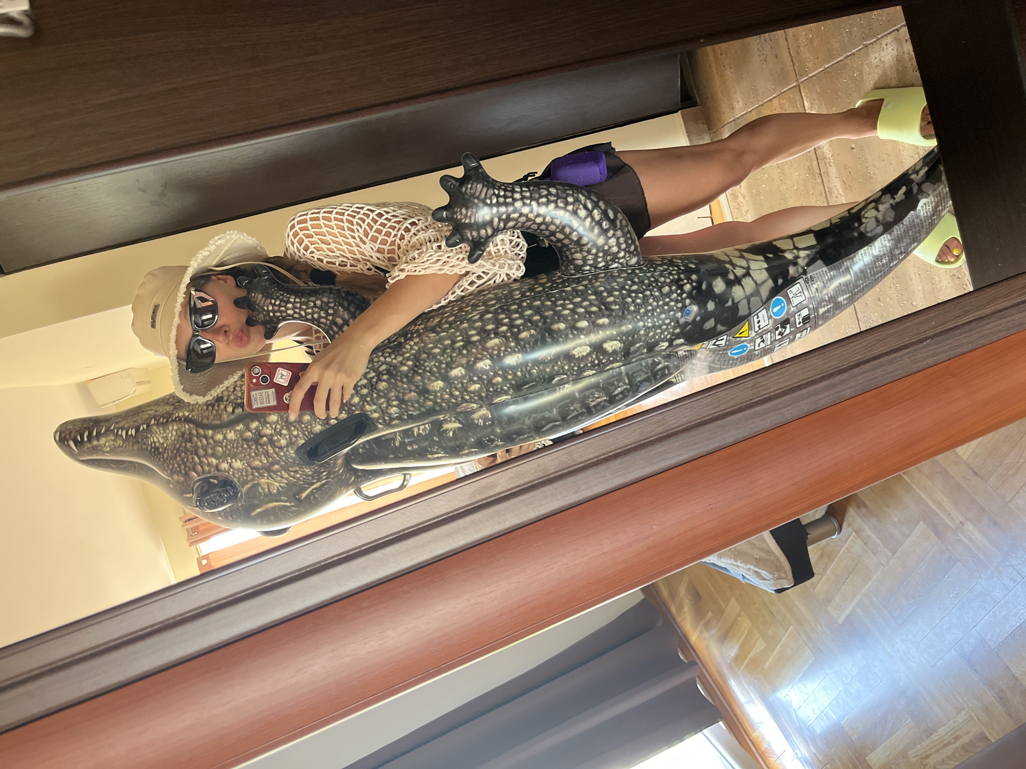 Hotel mirror selfie, Montenegro coast, summer beach style
