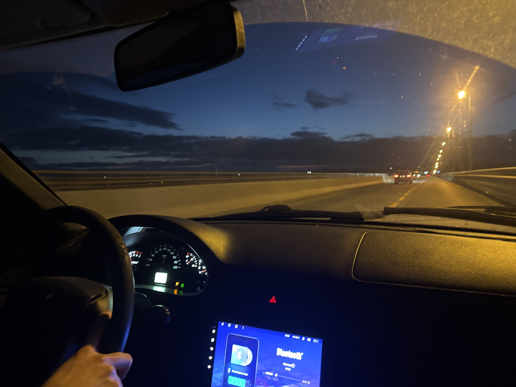Evening highway drive captured near Perm, Russia