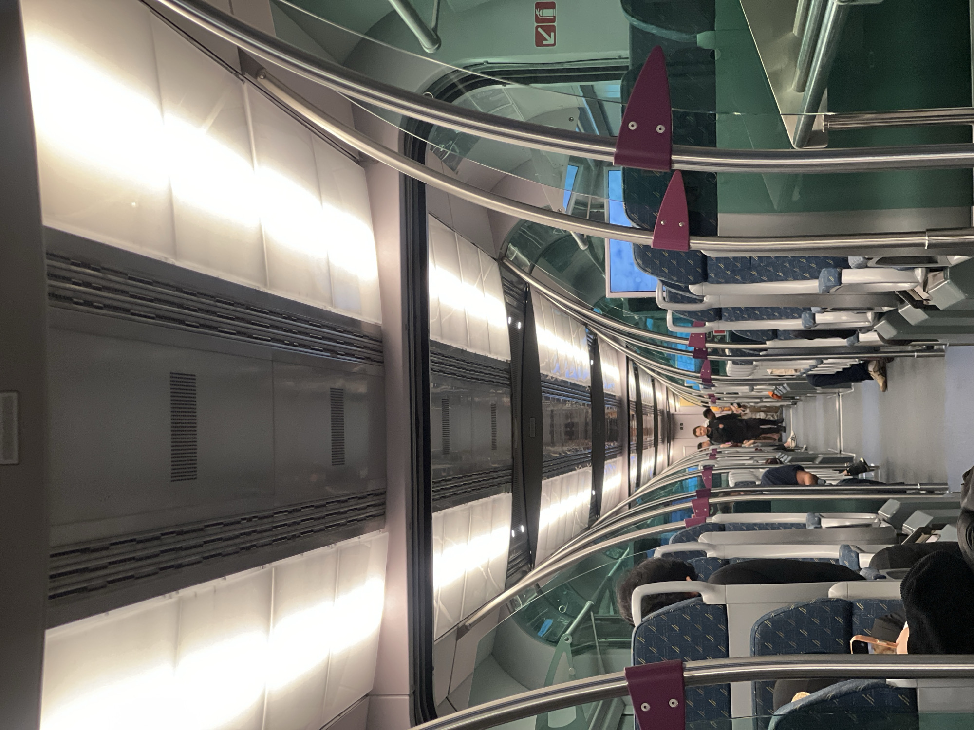 Modern train interior captured in motion in Sepang, Malaysia