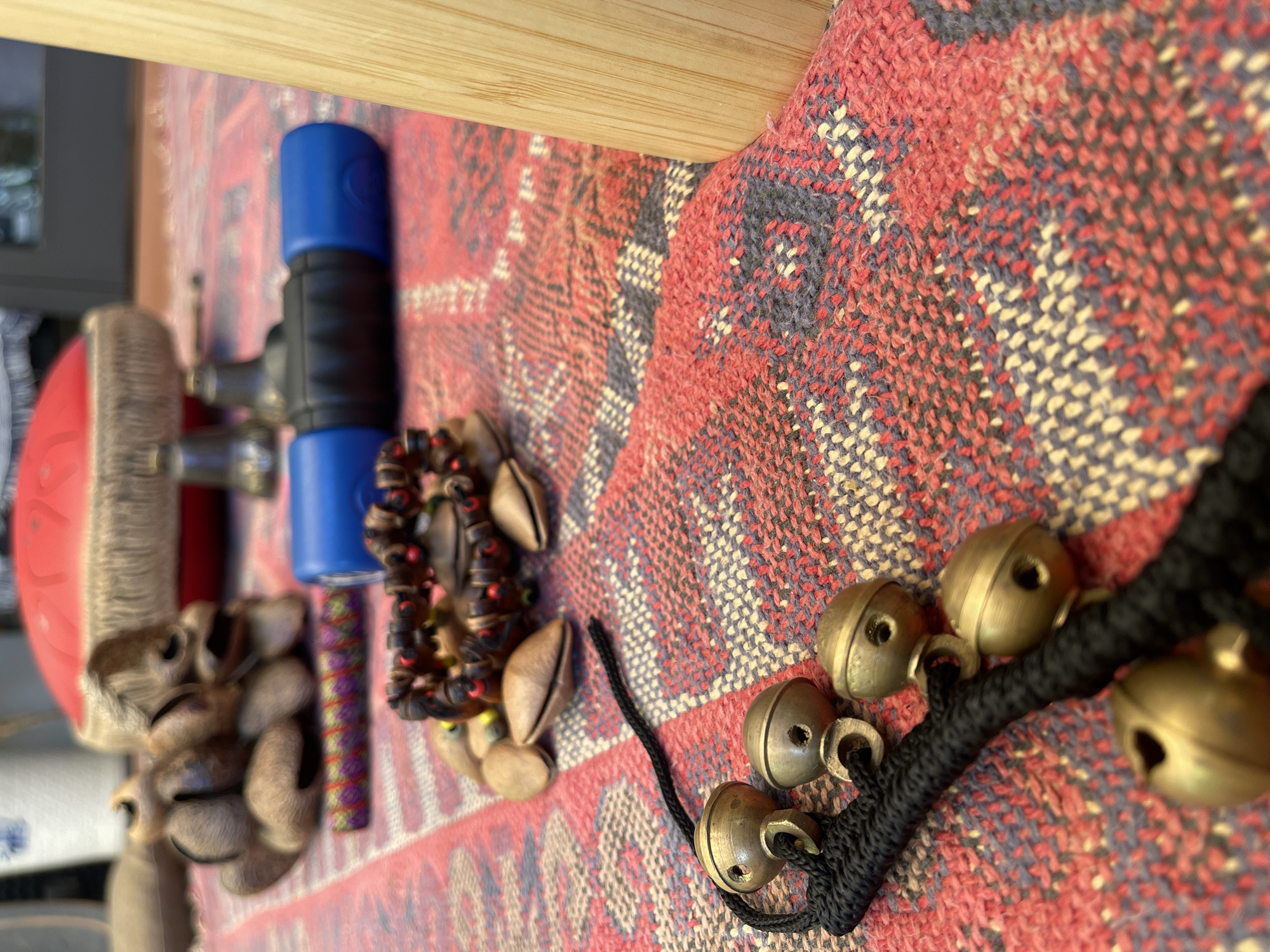 Tibetan singing bowls and ritual objects on display in Đà Nẵng