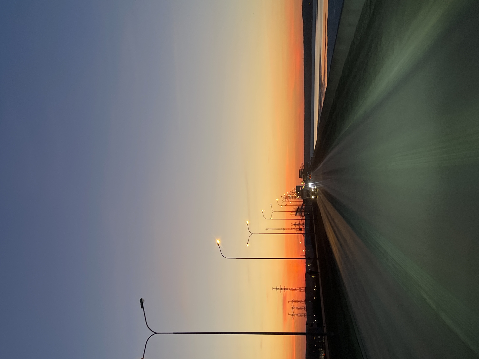 Sunset captured from bridge over Kama River in Chaikovsky