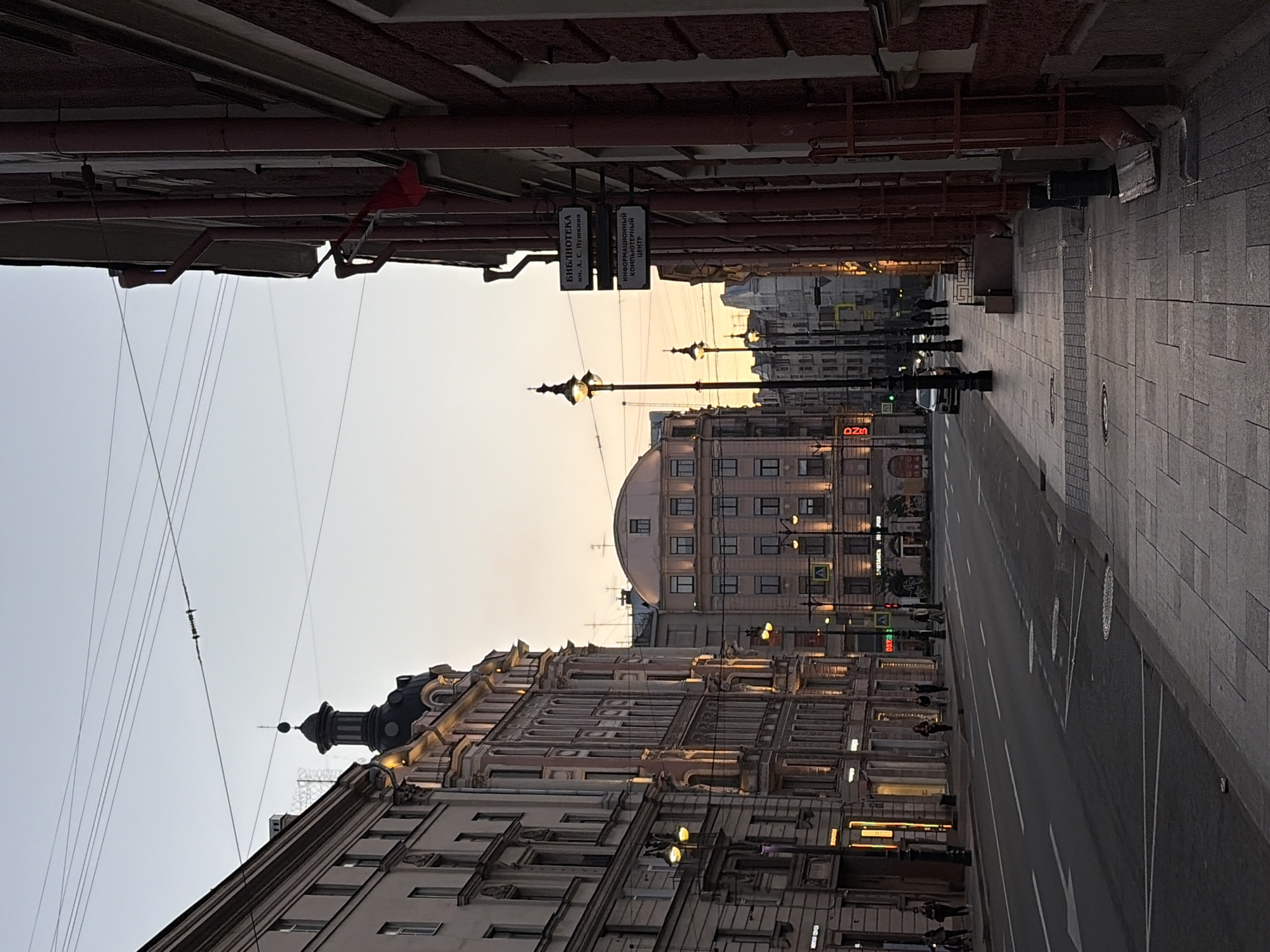 Dusk walk through an Eastern European city's streets and architecture