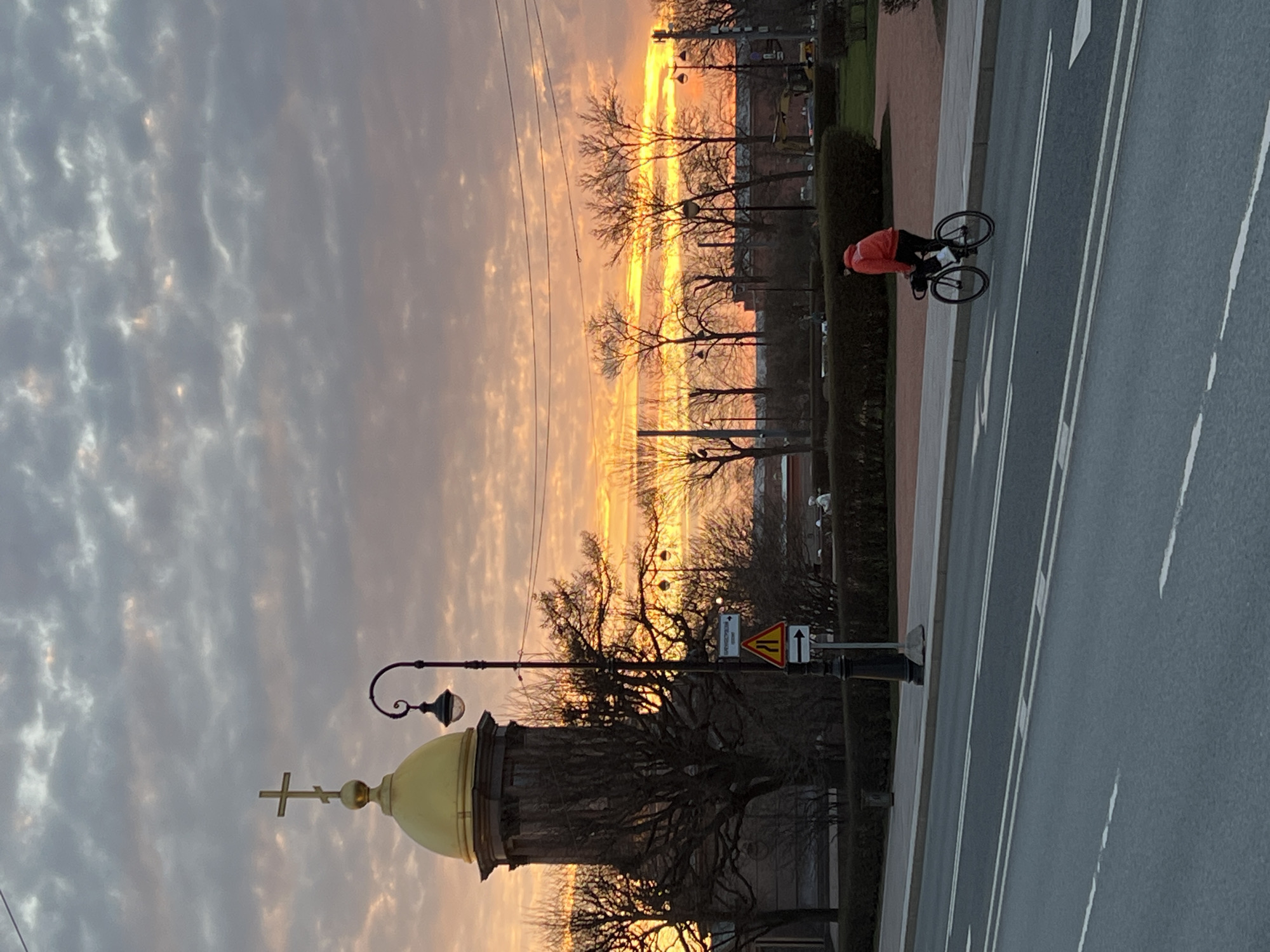 Evening scenes captured in Saint Petersburg show cathedral, docked ship
